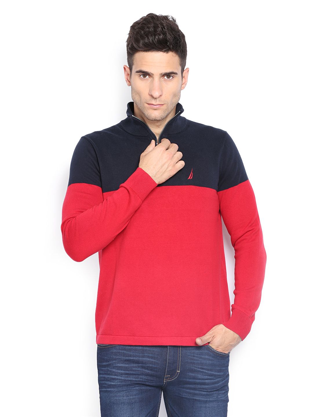 Nautica nts434106nr,6nr Men Red And Navy Sweater, Price in India