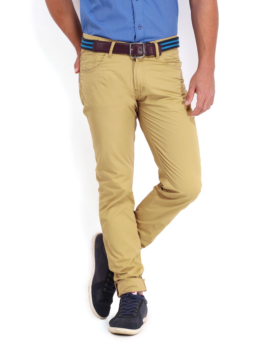 Buy People Men Khaki Narrow Fit Trousers - 367 - Apparel for Men - 424715