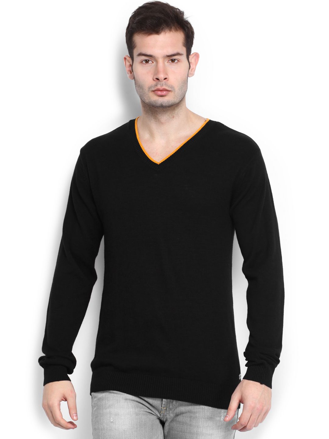 Peter England Casuals Men V-Neck Black Sweater-picture-11