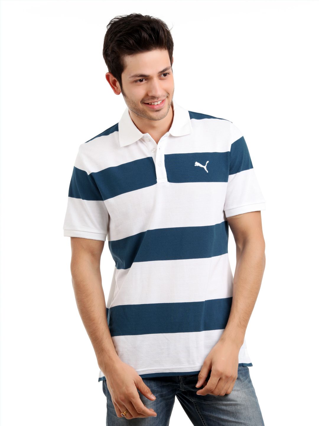 Puma Men Blue & White T-shirt