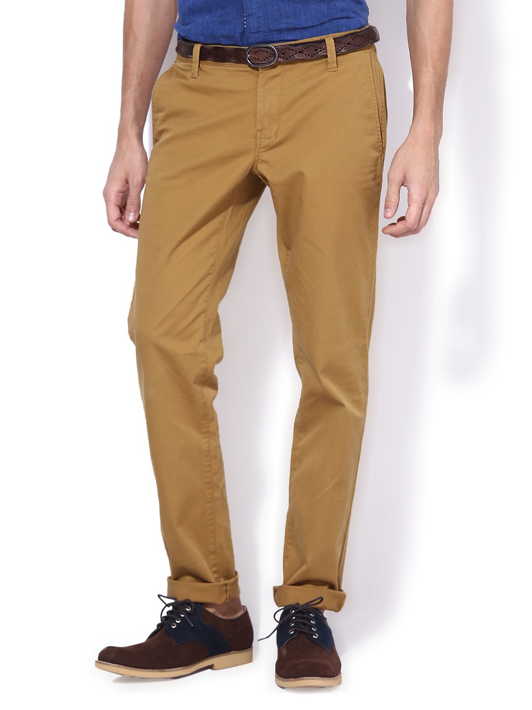 Buy Sisley Men Brown Slim Fit Trousers - 367 - Apparel for Men - 330382