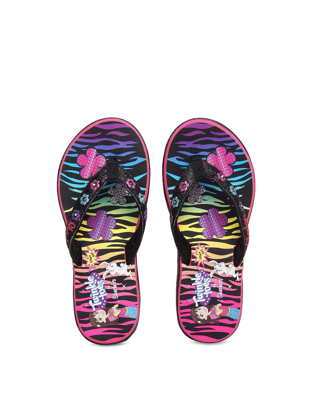 Buy Skechers Girls Black Twinkle Toes Flip Flops - 631 - Footwear for ...
