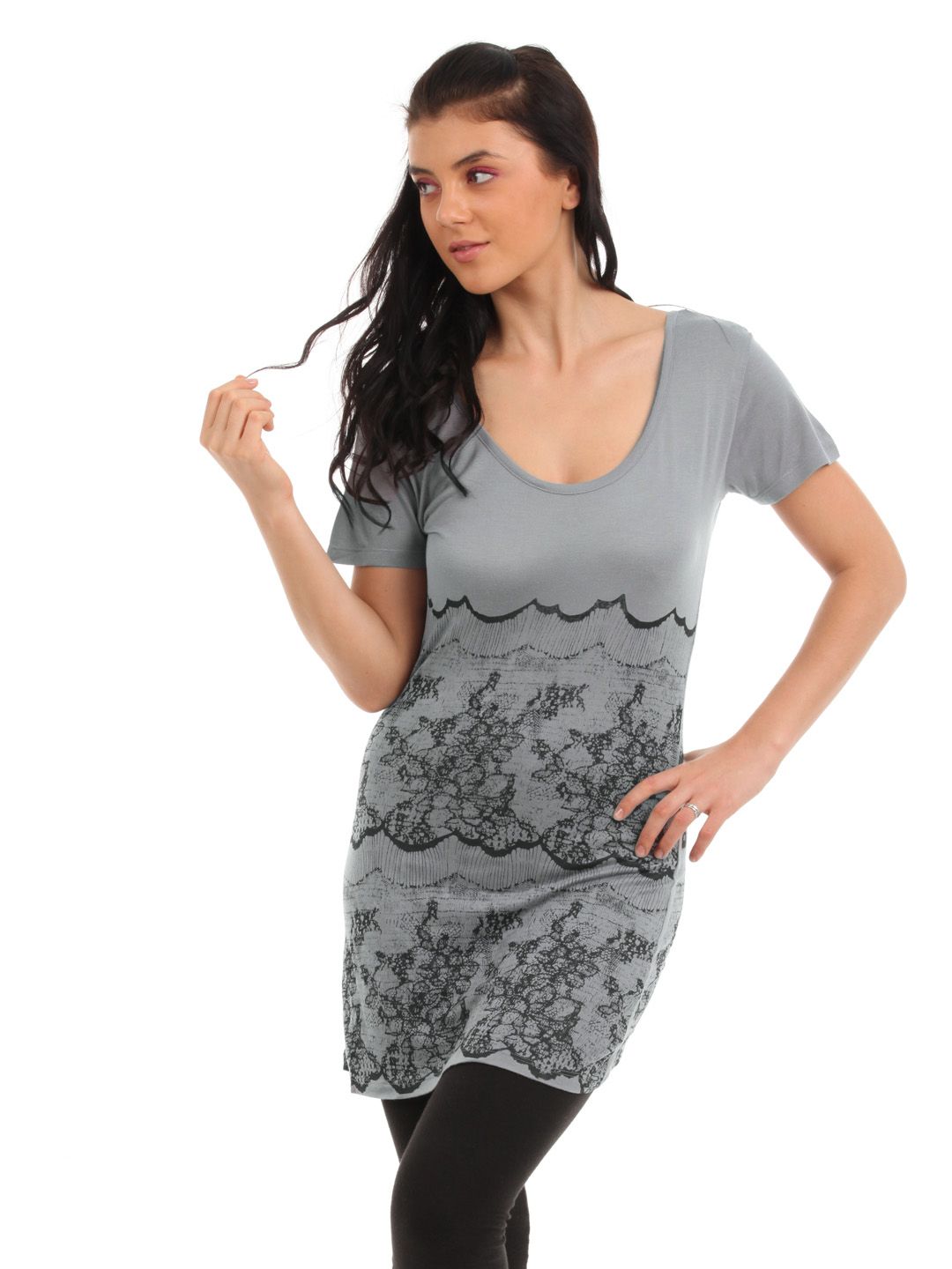 Tokyo Talkies Women Grey T-shirt