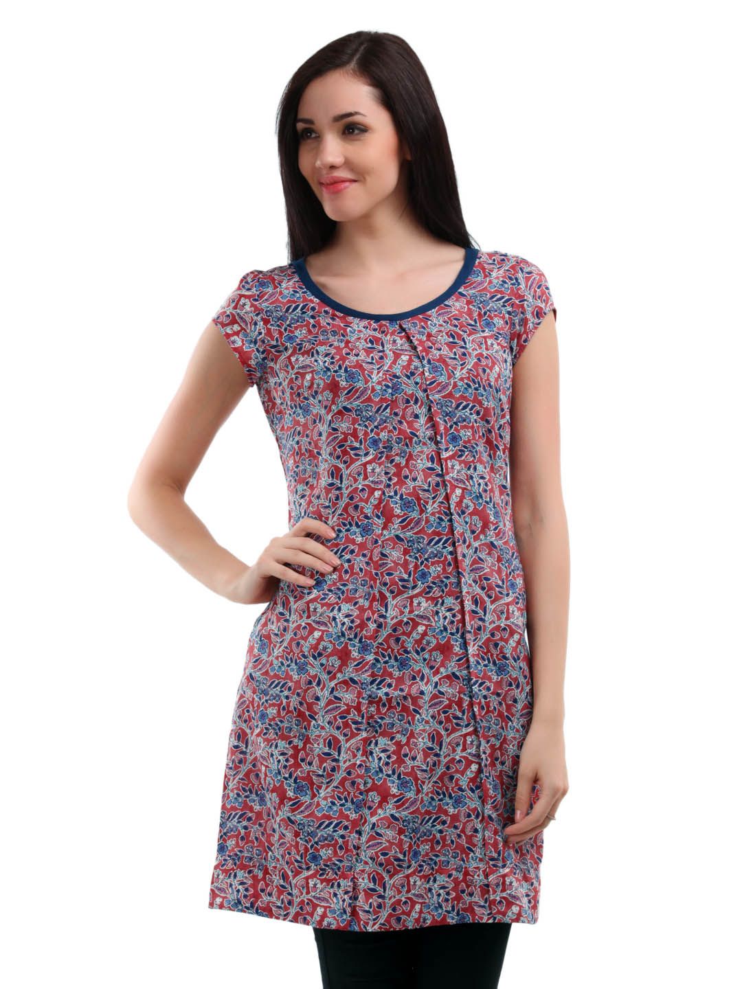 W Women Red & Blue Printed Kurta