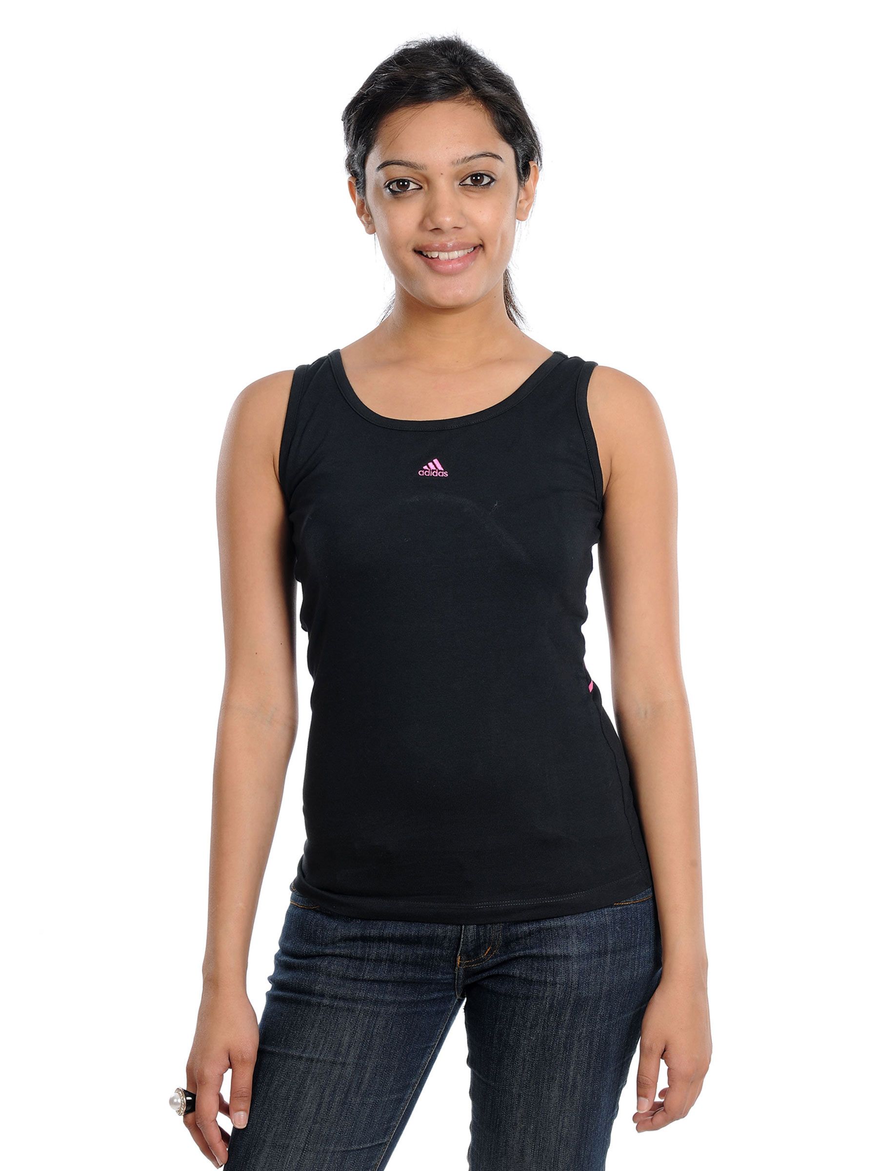 ADIDAS Womens Black Tank Fitted T-shirt