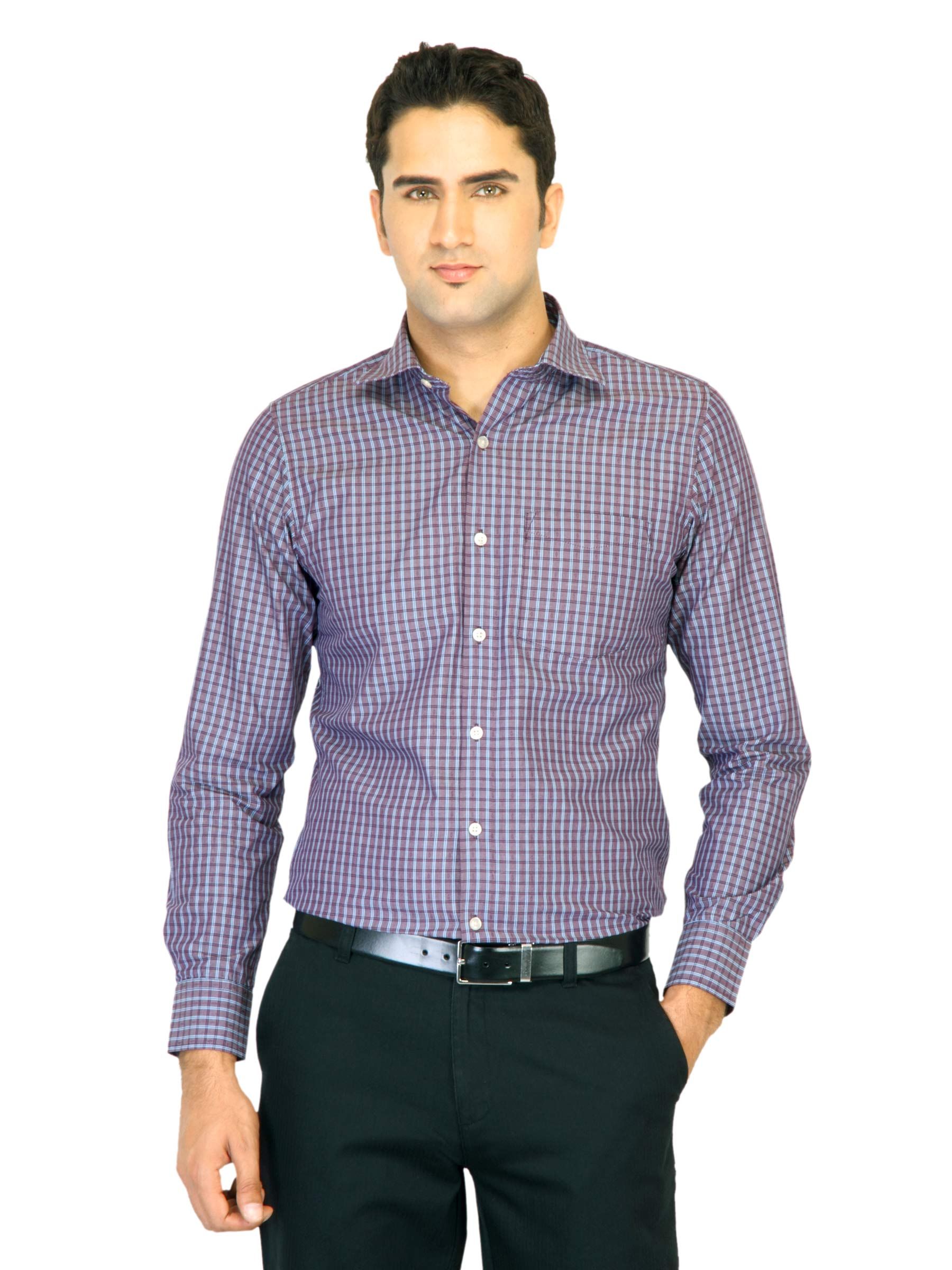 Belmonte Men Check Purple Shirts