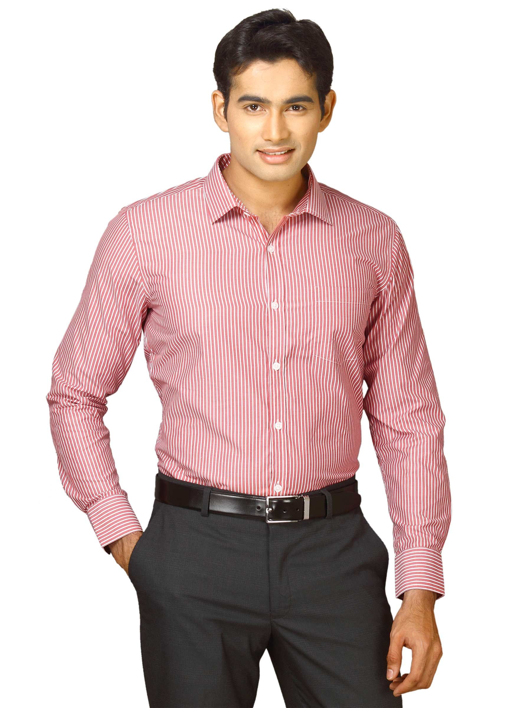 John Miller Men Red Striped Shirt