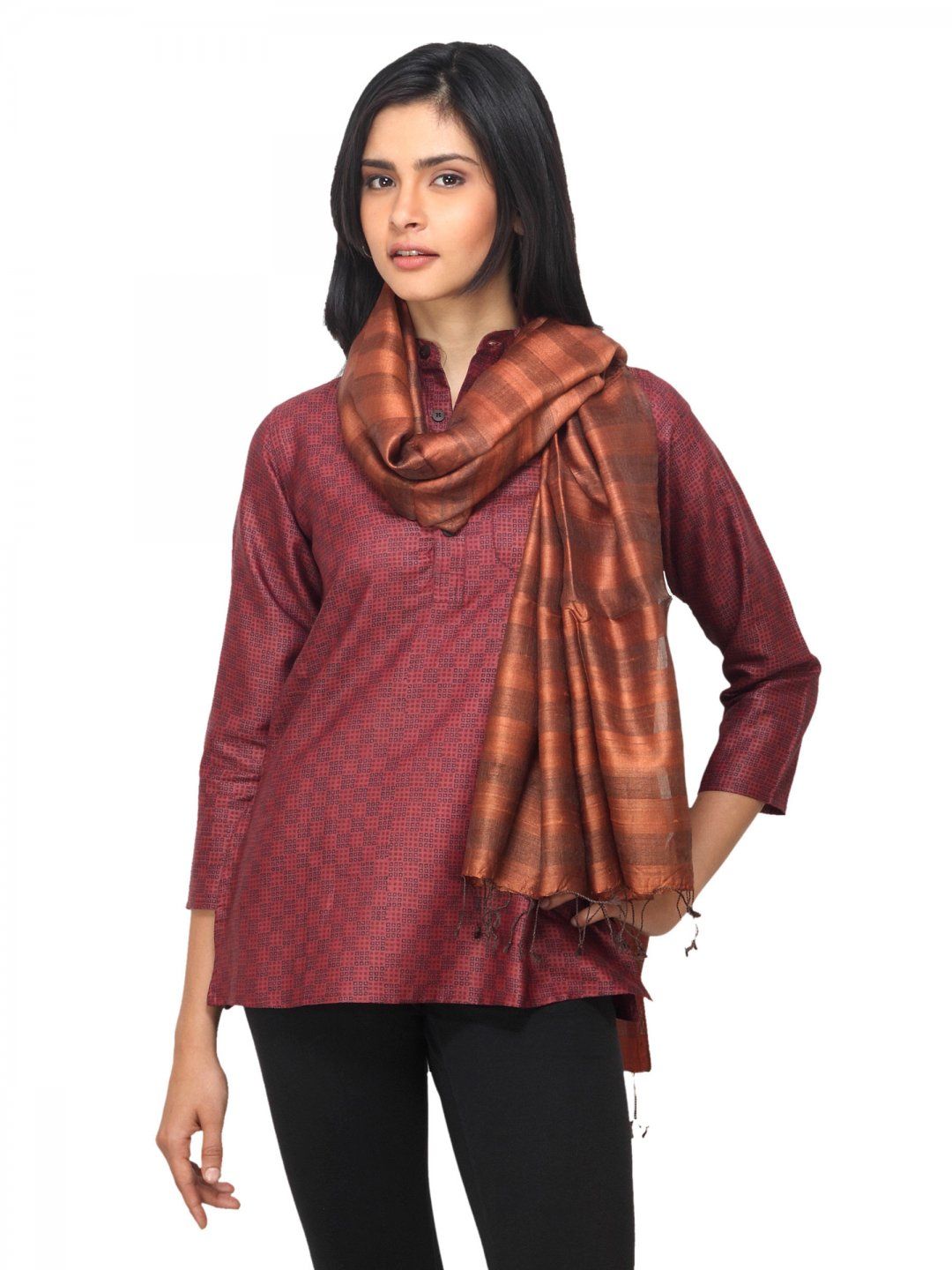 Fabindia Women Brown Ekko Silk Stole