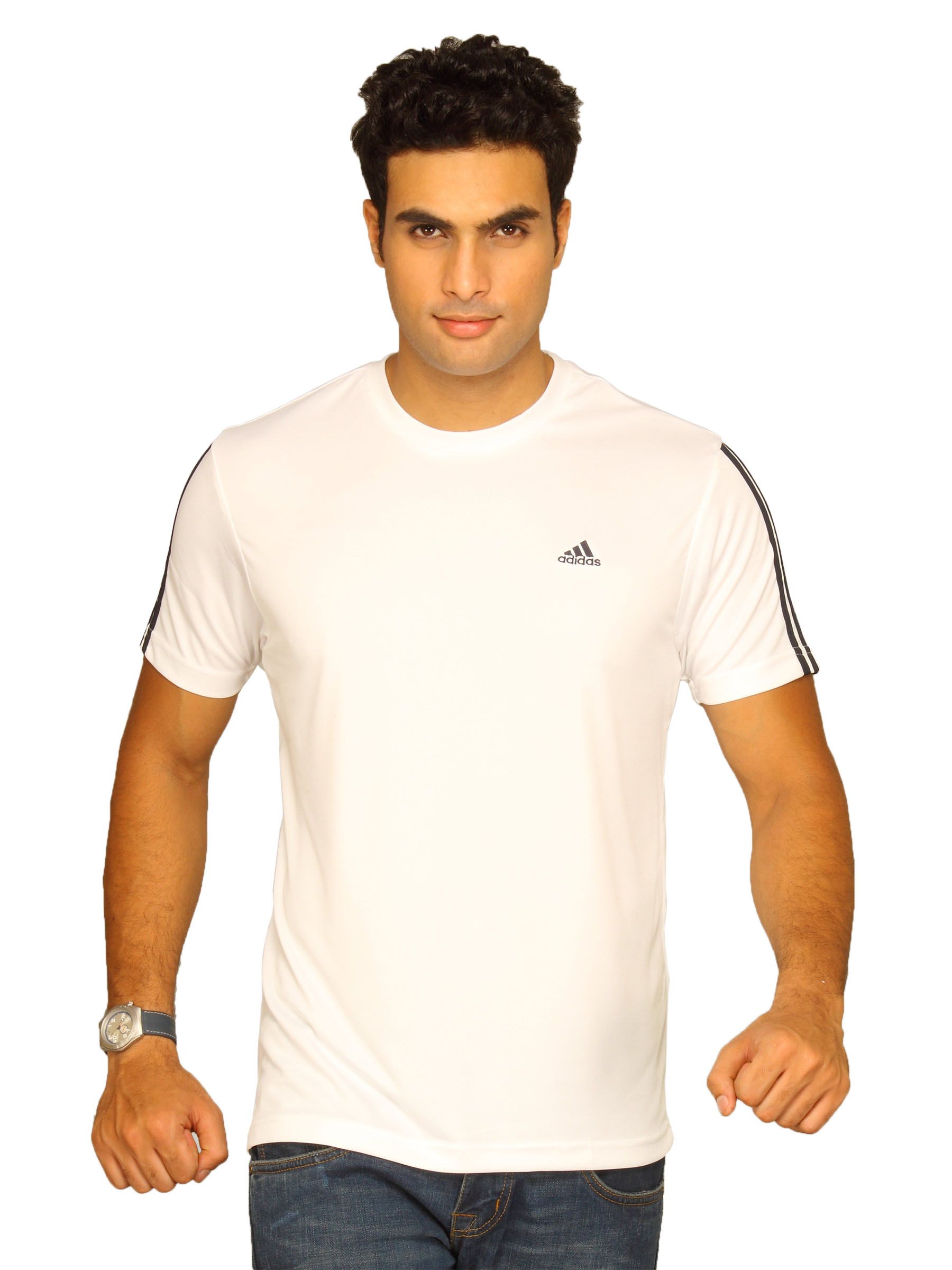 ADIDAS Men's Ess 3s Crew White T-Shirt