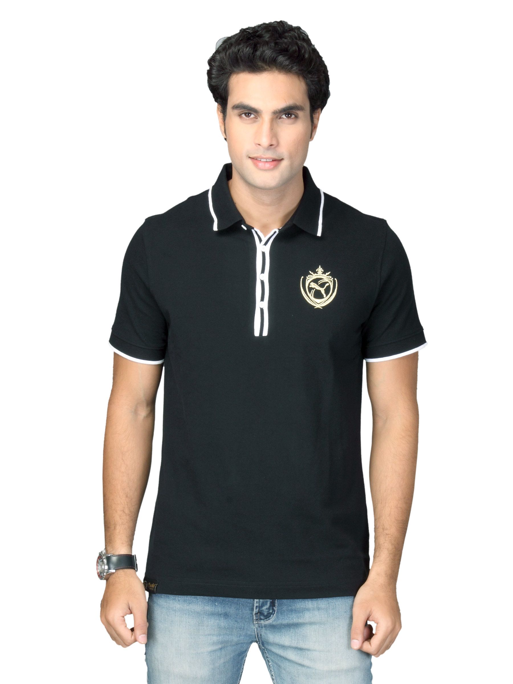 Puma Men's Black Polo Neck T-shirt