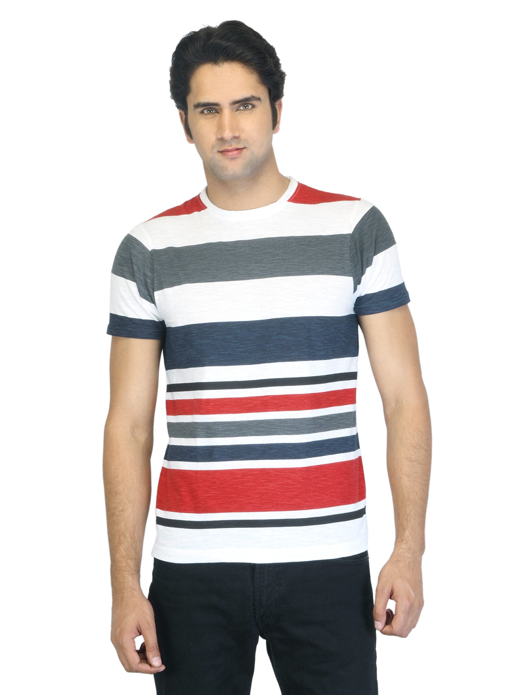 Probase Men Striped Grey T-shirt