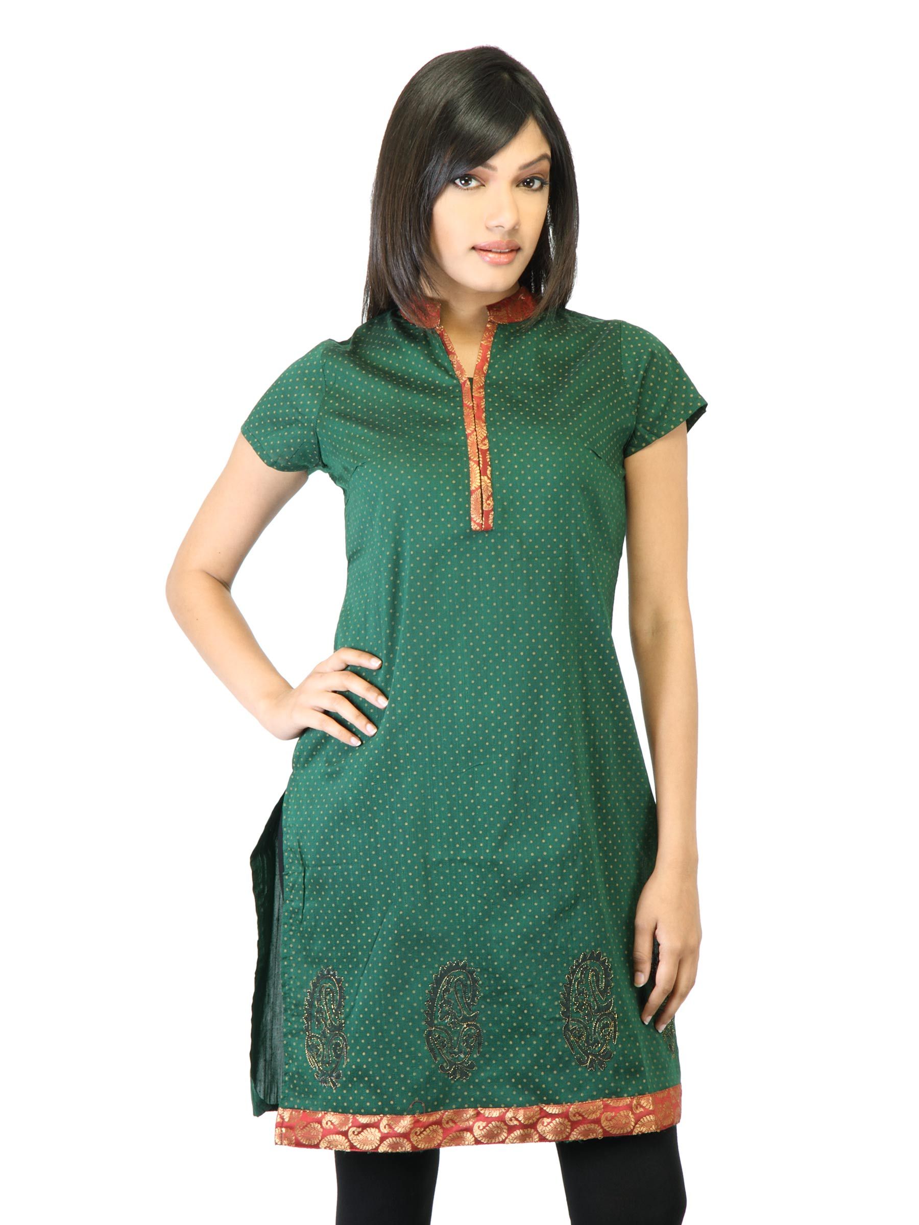 Folklore Women Green Printed Kurta