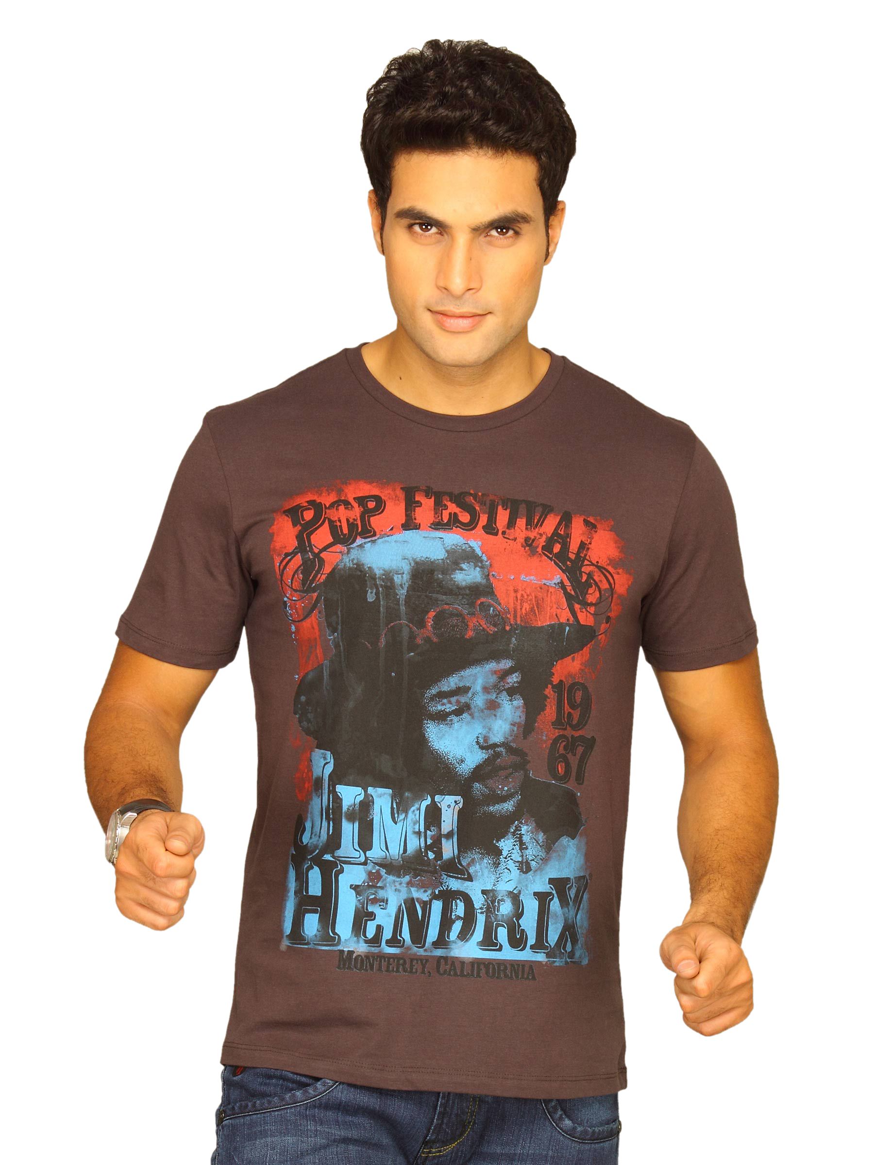 Jimi Hendrix Men's Pop Festival Dark Grey T-shirt