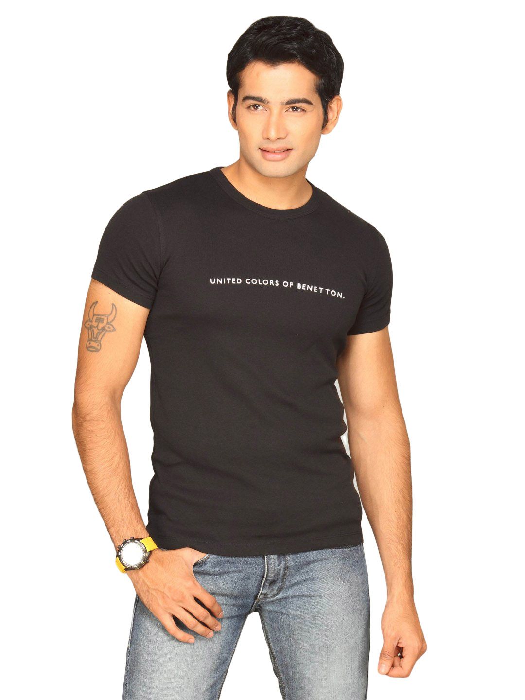 UCB Men's United Colors Flock Black T-shirt