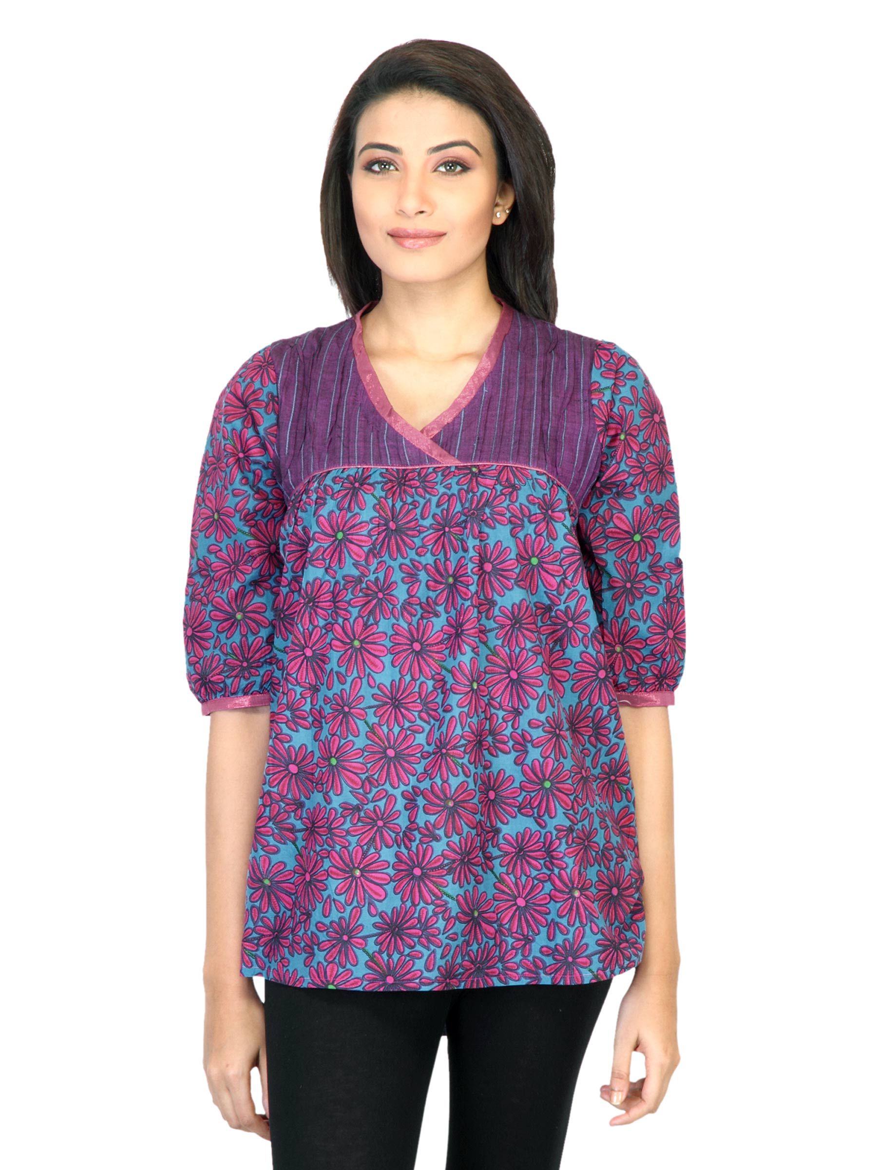 Mother Earth Women Printed Purple Kurti