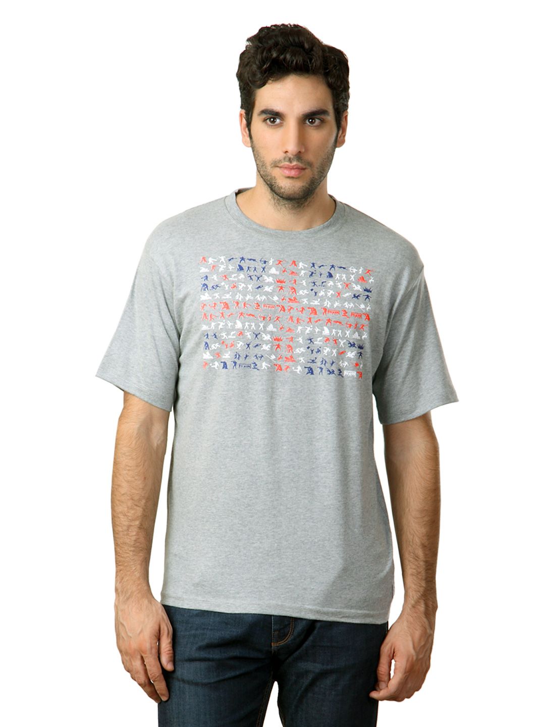 French Connection Men Grey Melange T-shirt