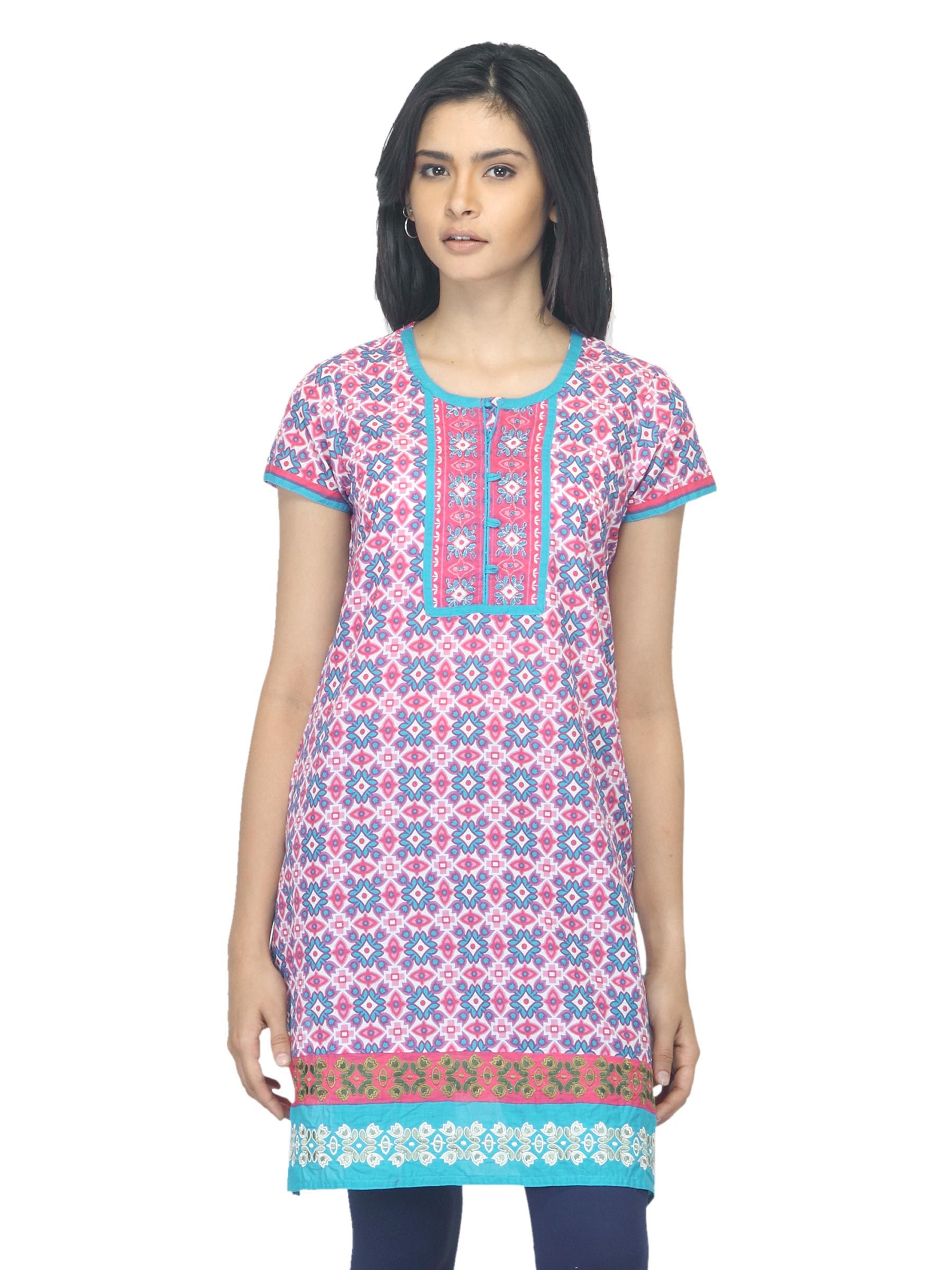 Folklore Women Printed Pink Kurta