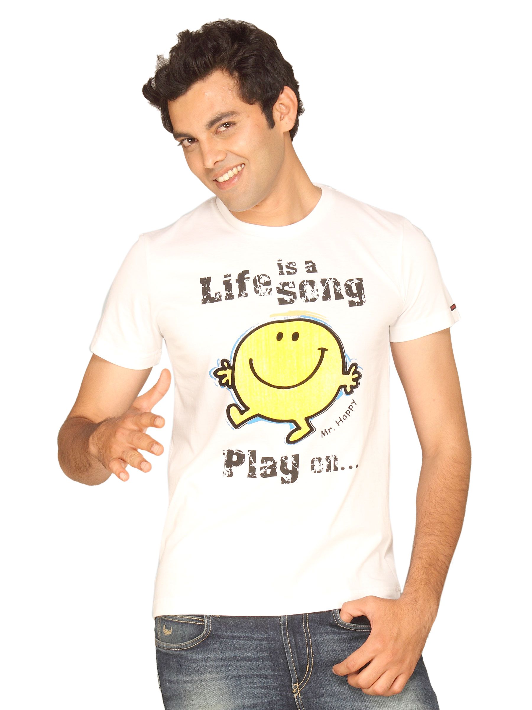 Mr.Men Men's Mr.happy White T-shirt