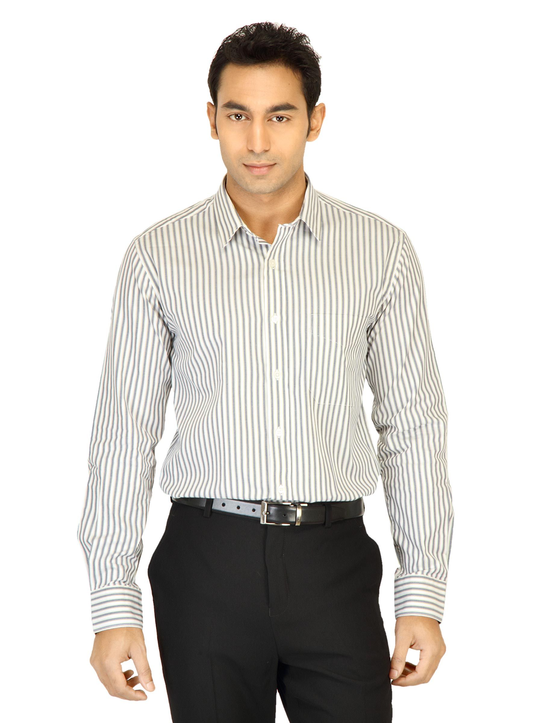 Black Coffee Men Stripes White Shirt