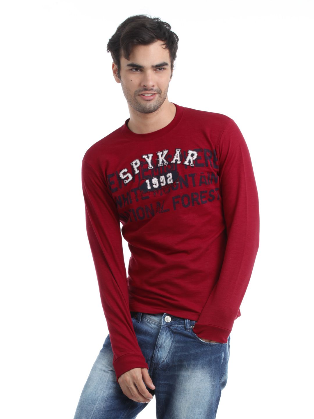 Spykar Men Red T-shirt