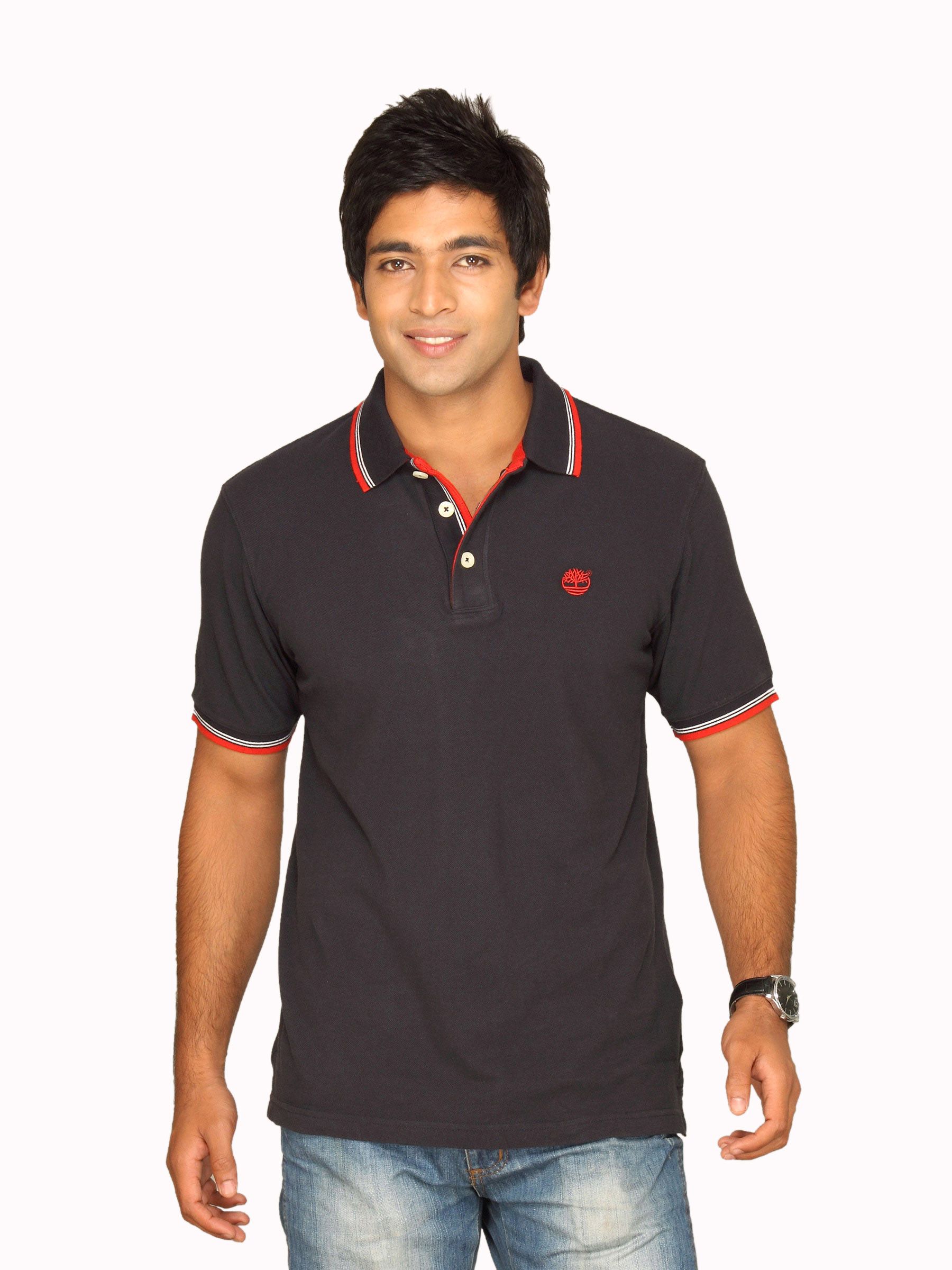 Timberland Men's Tipped Pique Polo Black T-shirt