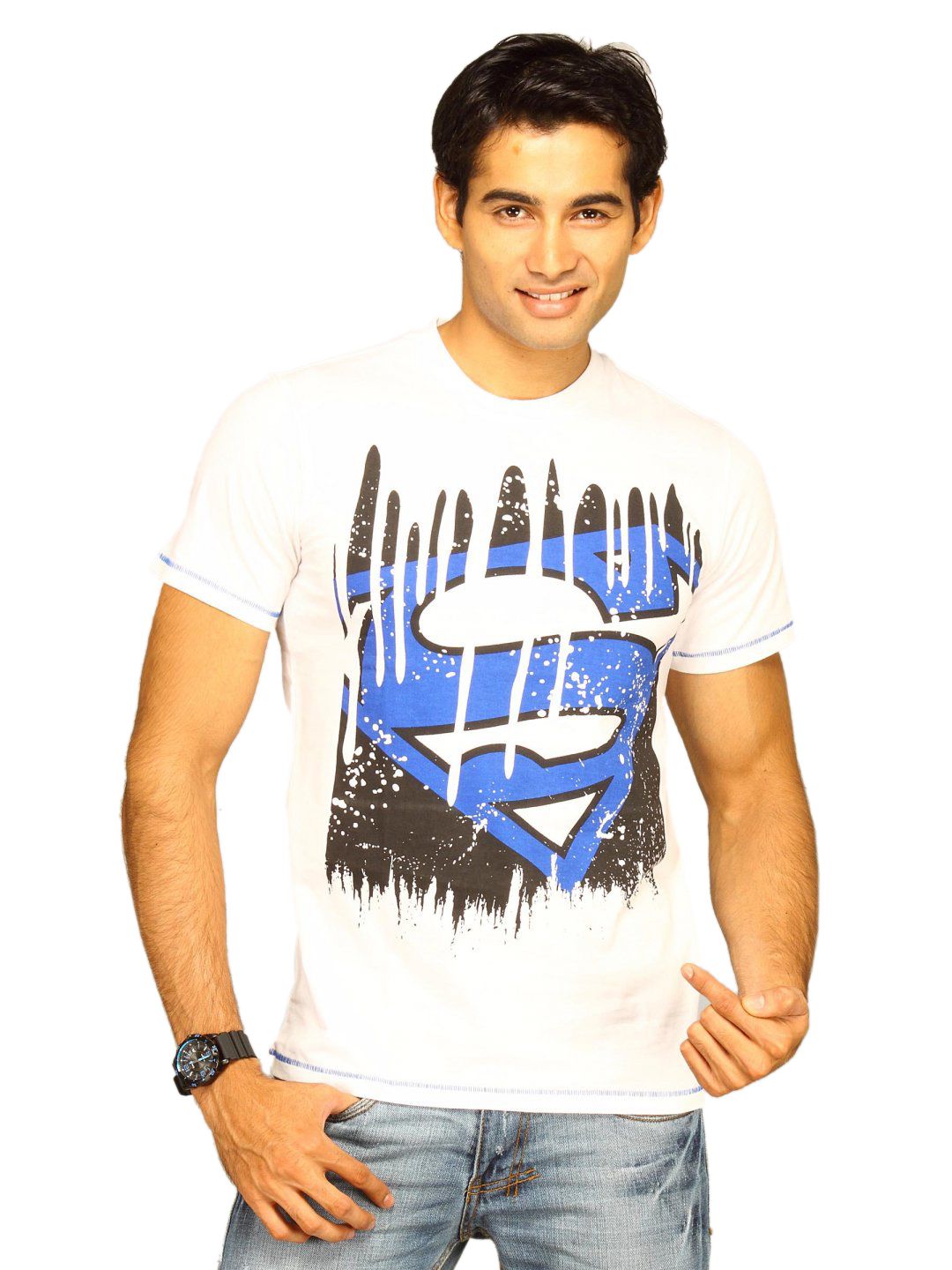 Superman Men's Drip Shield White T-shirt
