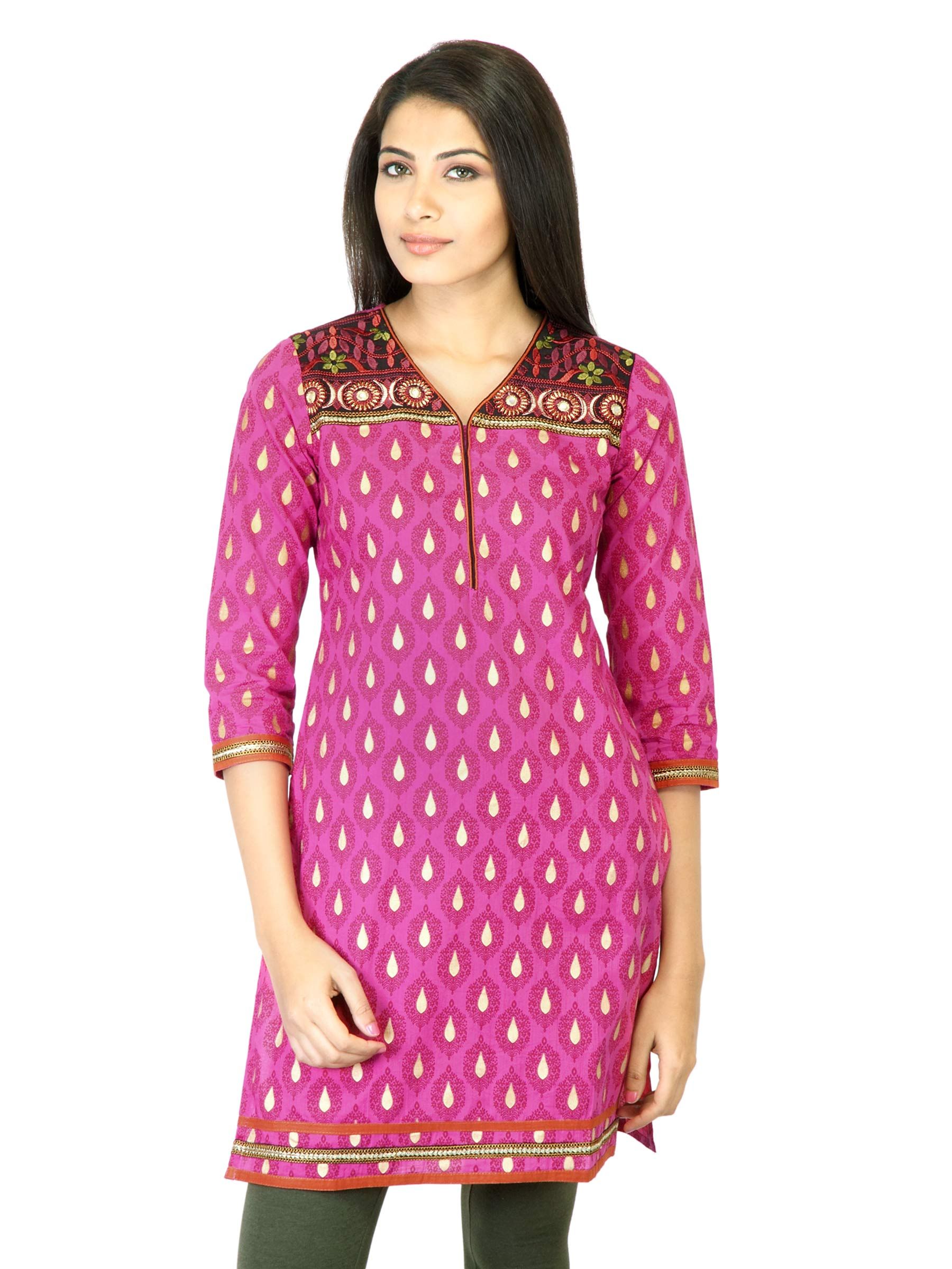 Mother Earth Women Pink Printed Kurta