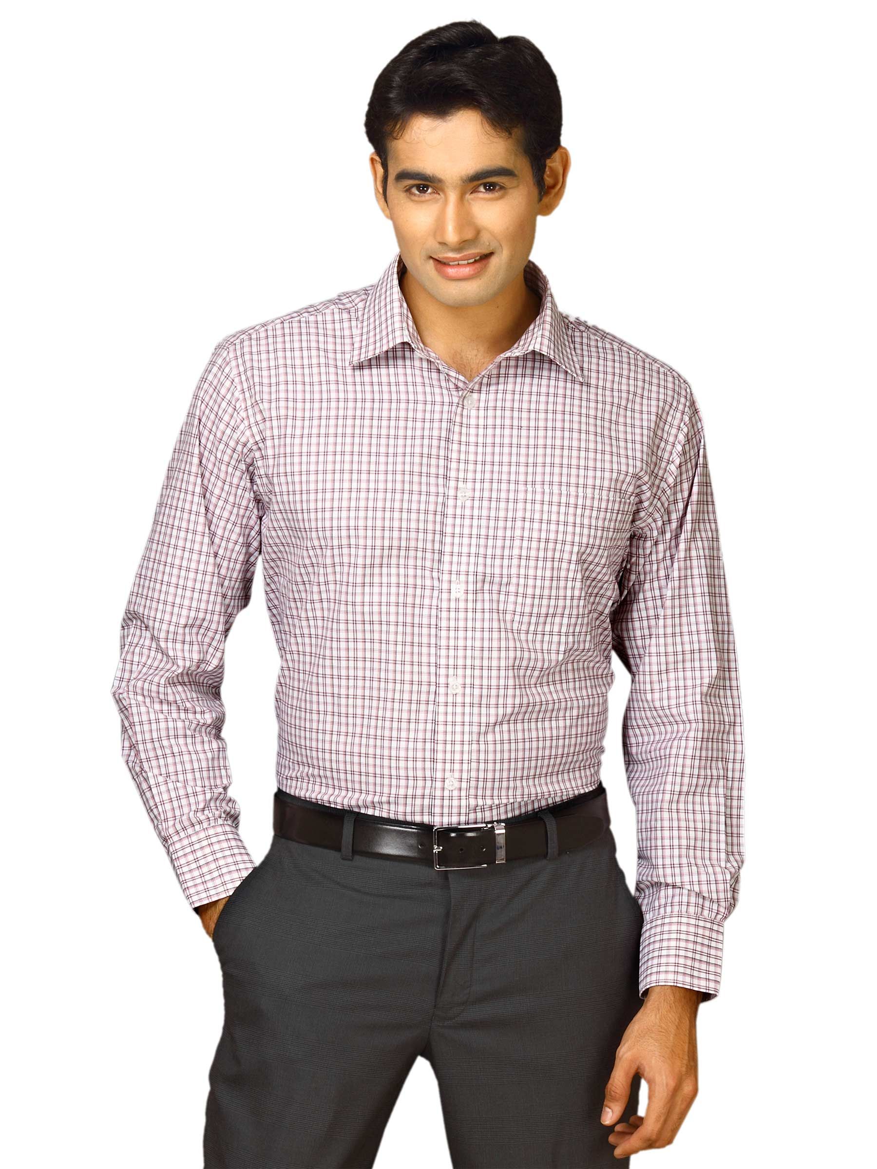 John Miller Men Purple & White Check  Shirt