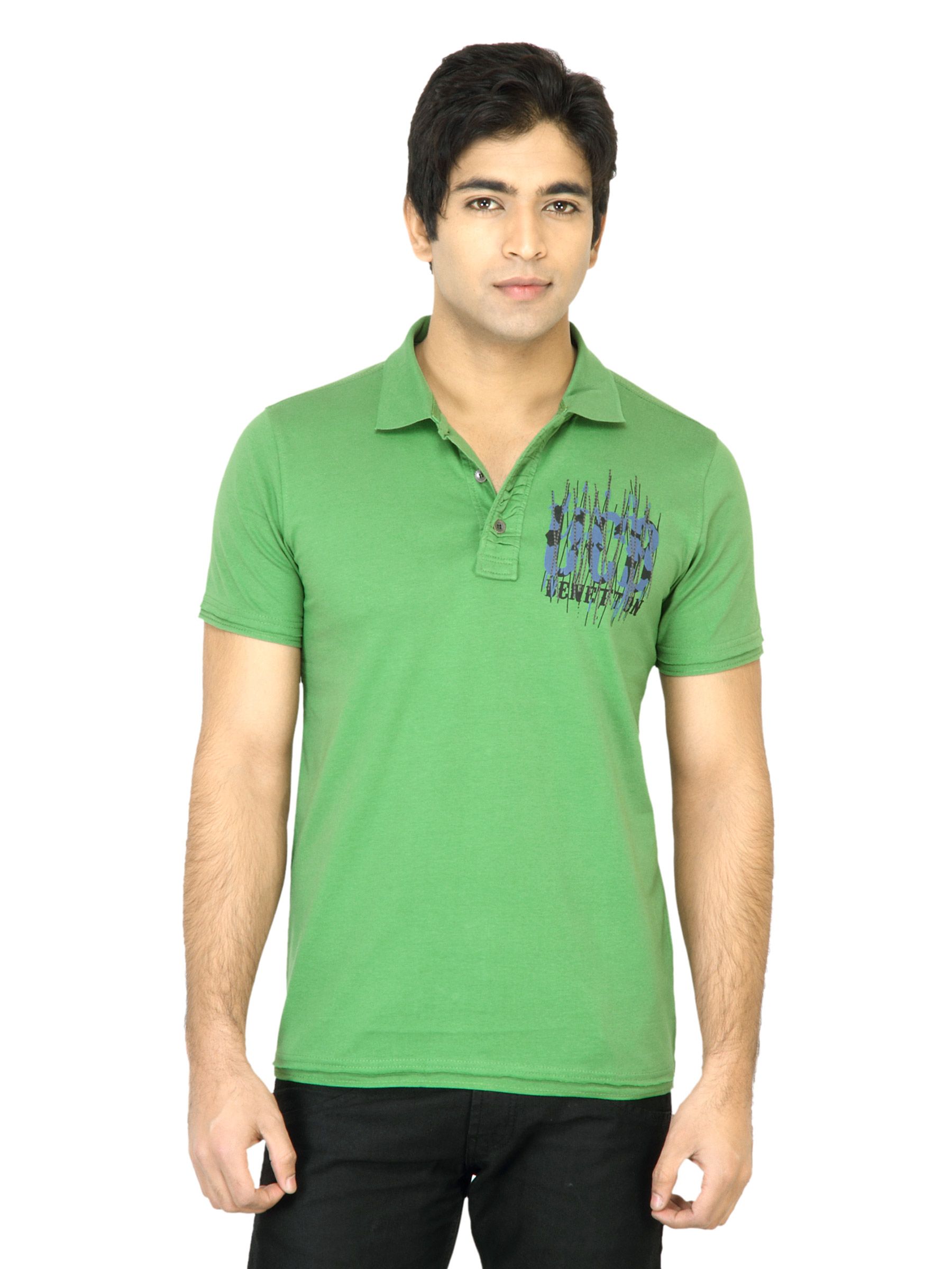 United Colors of Benetton Men Printed Green TShirt