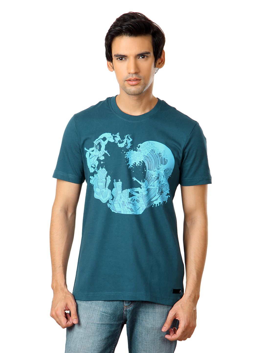 ADIDAS Men Teal T-shirt