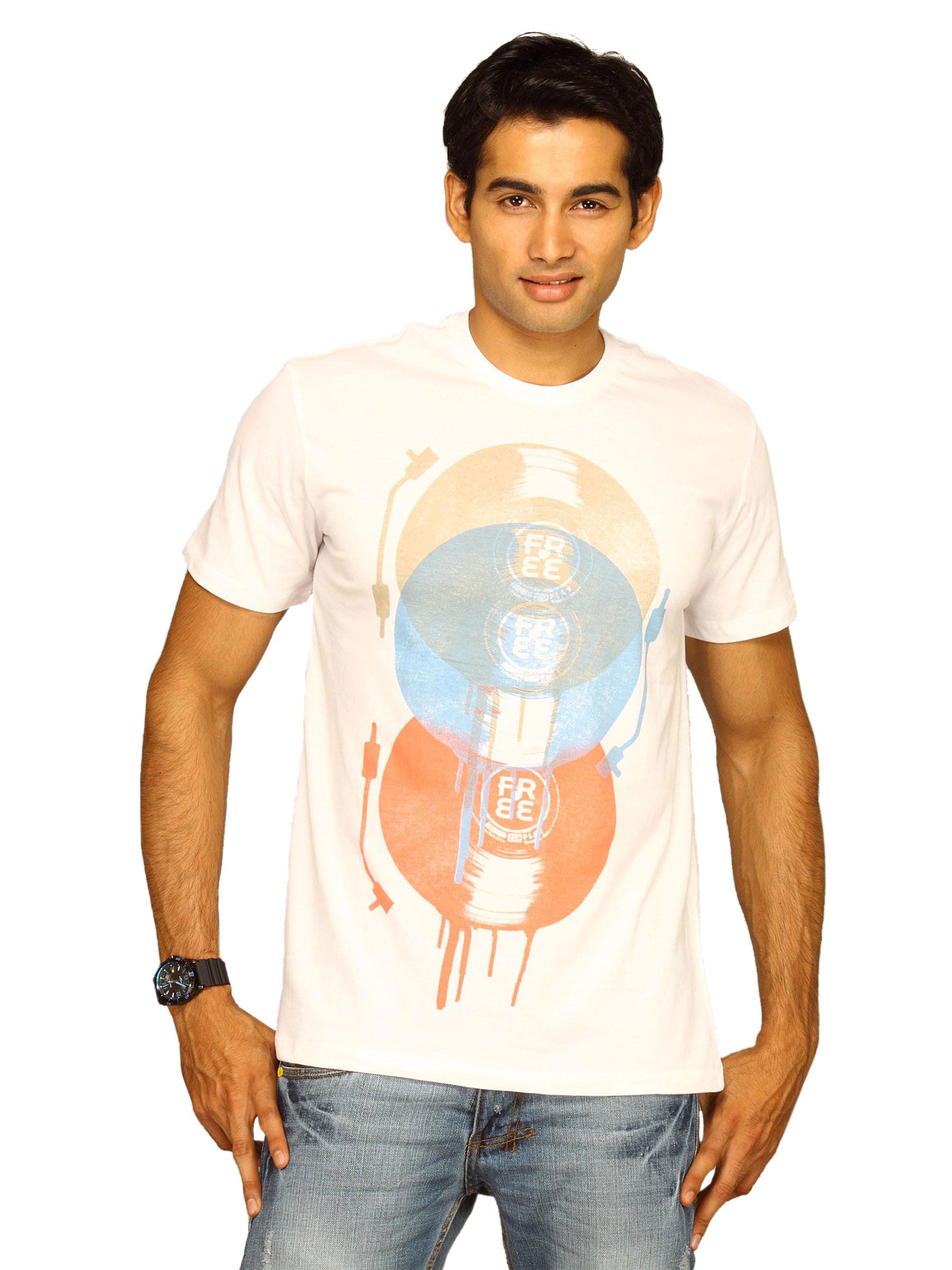 Free Authority Men's Melting 3 Colors Records White T-shirt