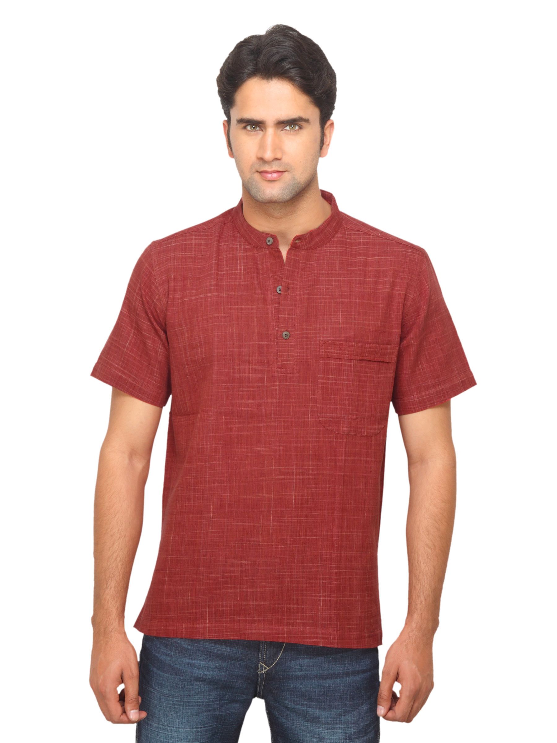 Fabindia Men Rust Khadi Kurta