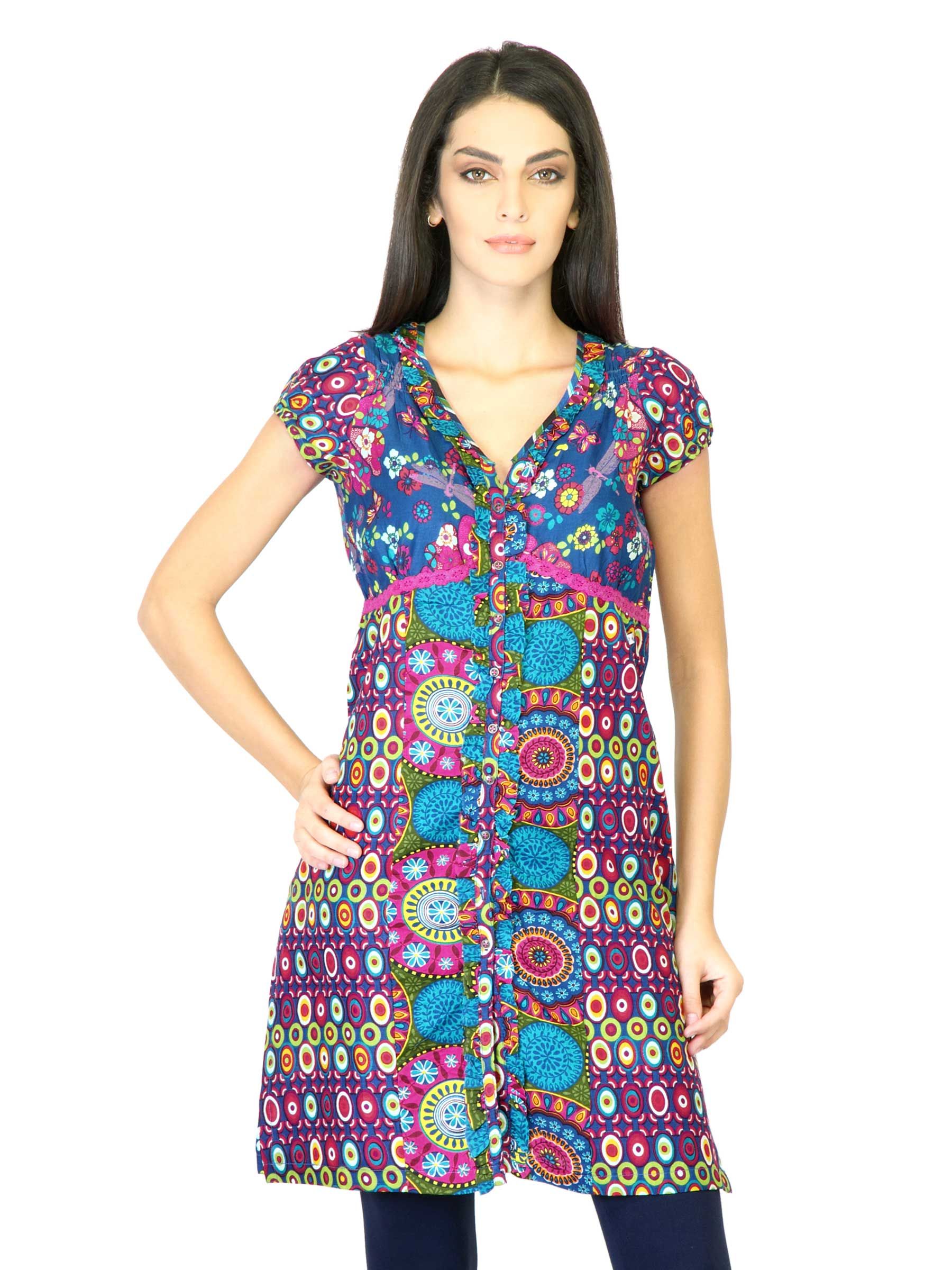 BIba Women Blue Printed Kurta