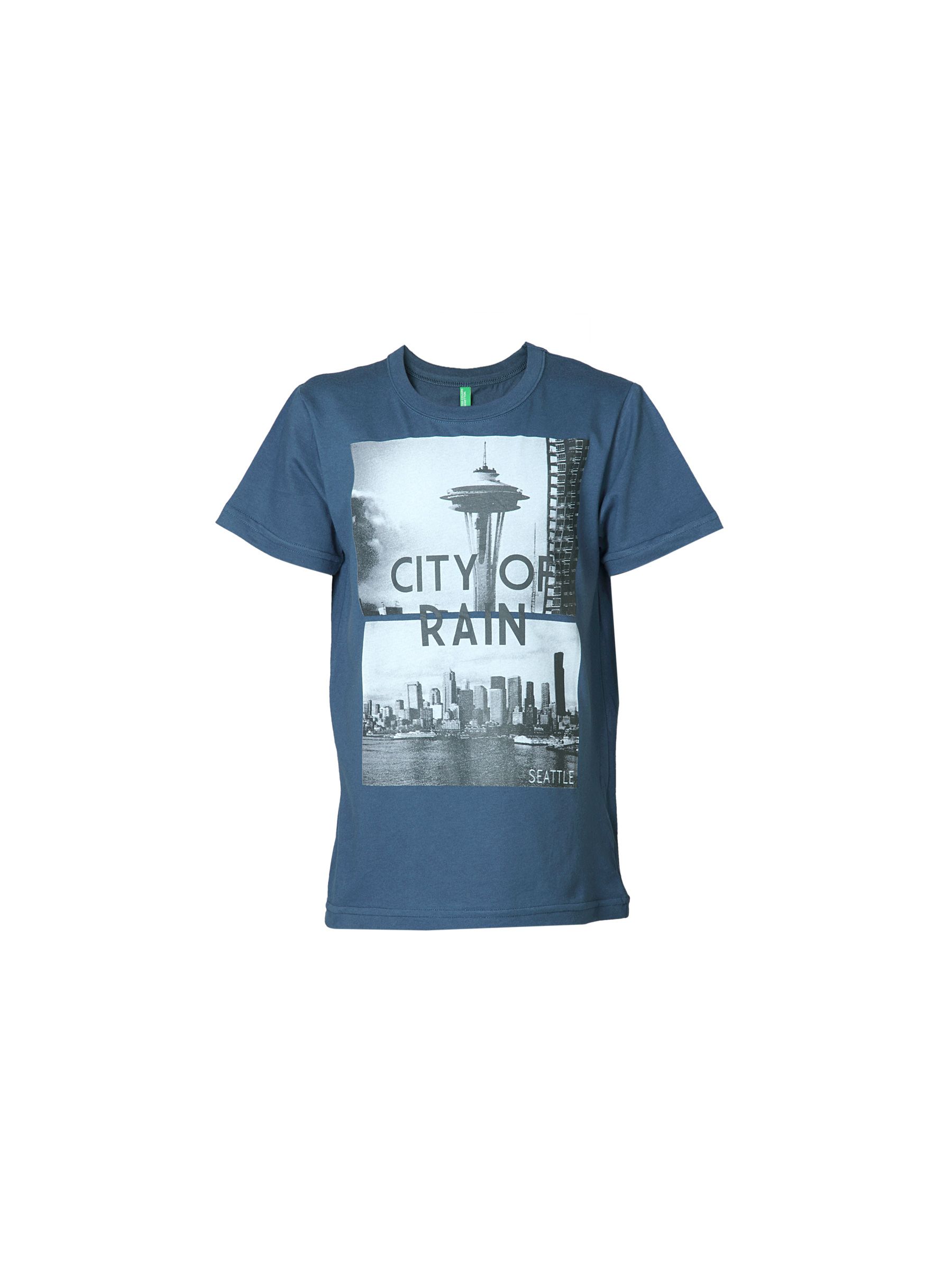 United Colors of Benetton Kids Boys Navy Blue Printed T-shirt