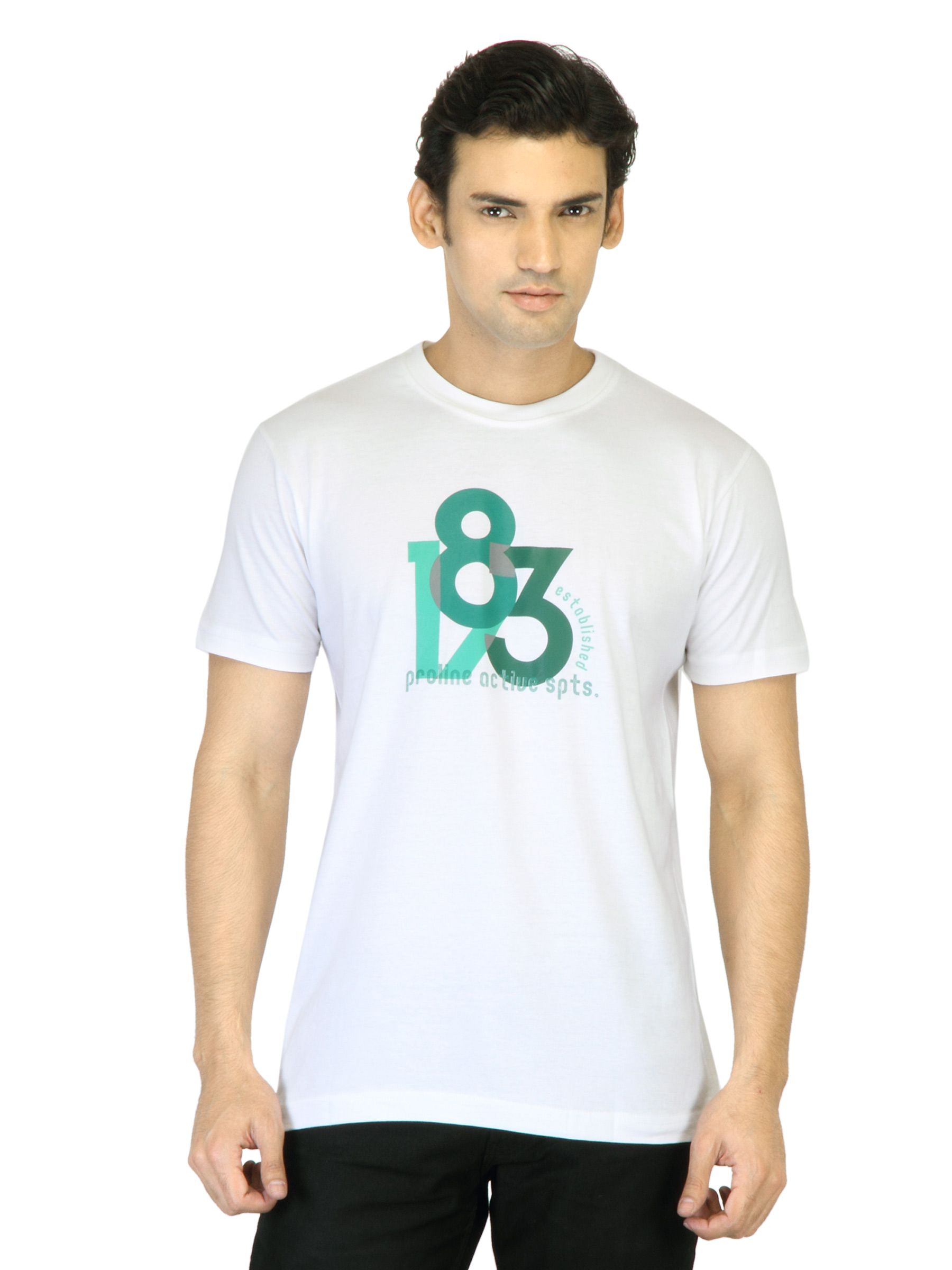 Proline Men White Printed T-shirt