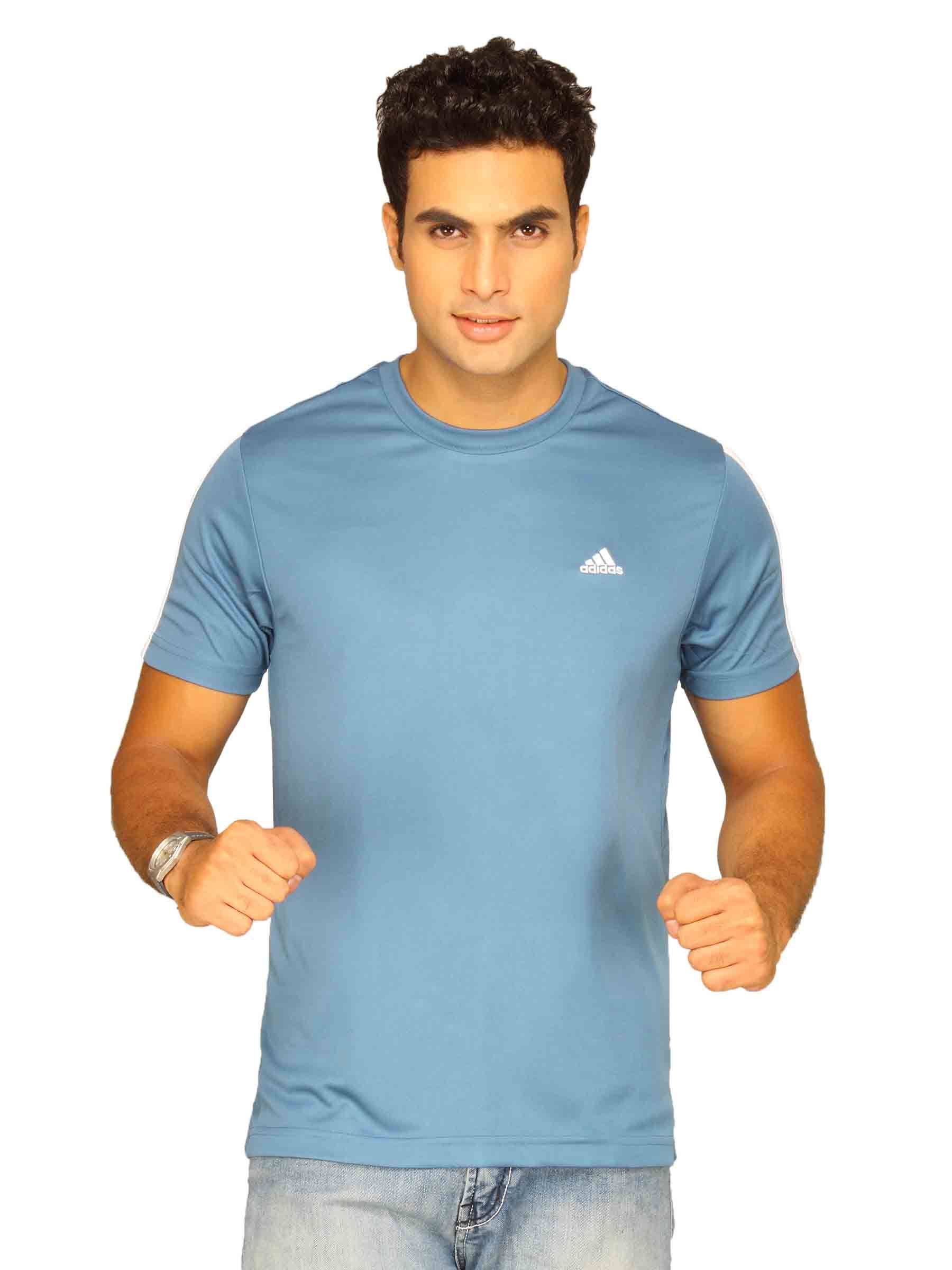 ADIDAS Men's Ess 3s Crew Teal Blue T-Shirt