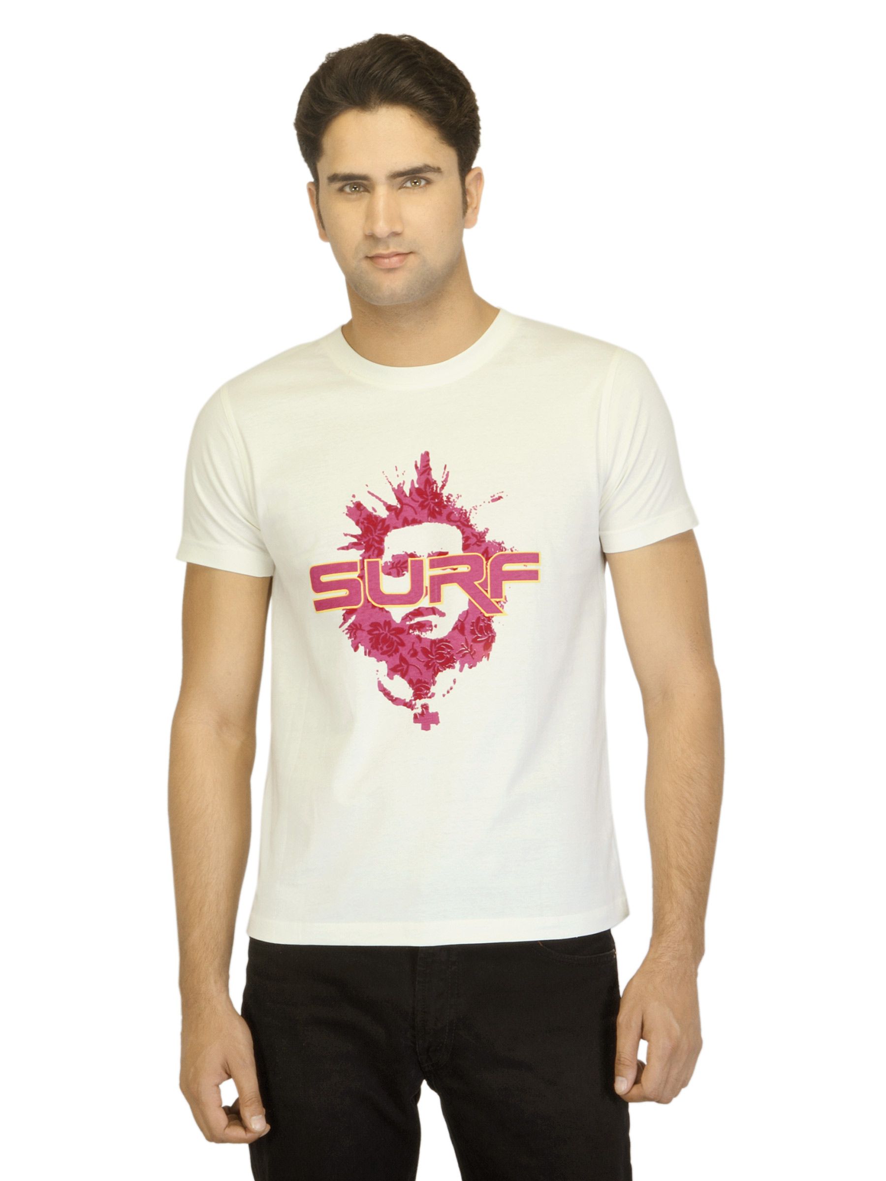 Myntra Men Surf Face Off White T-shirt