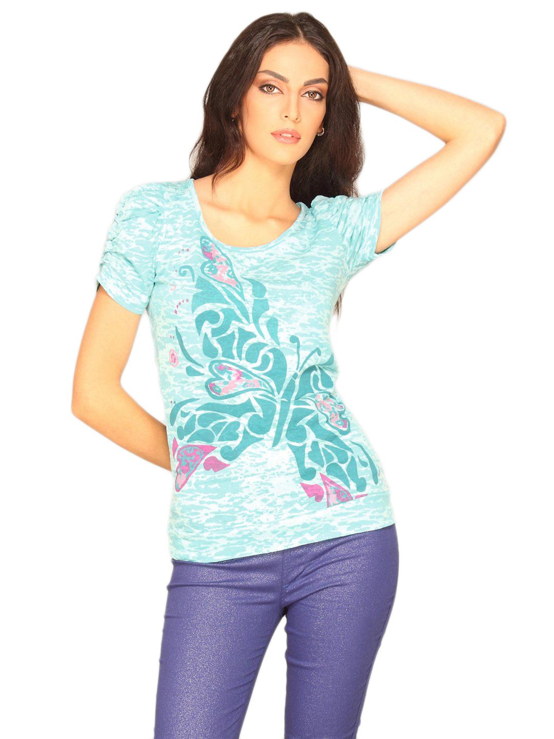 Jealous 21 Women's Butterfly Blue Top