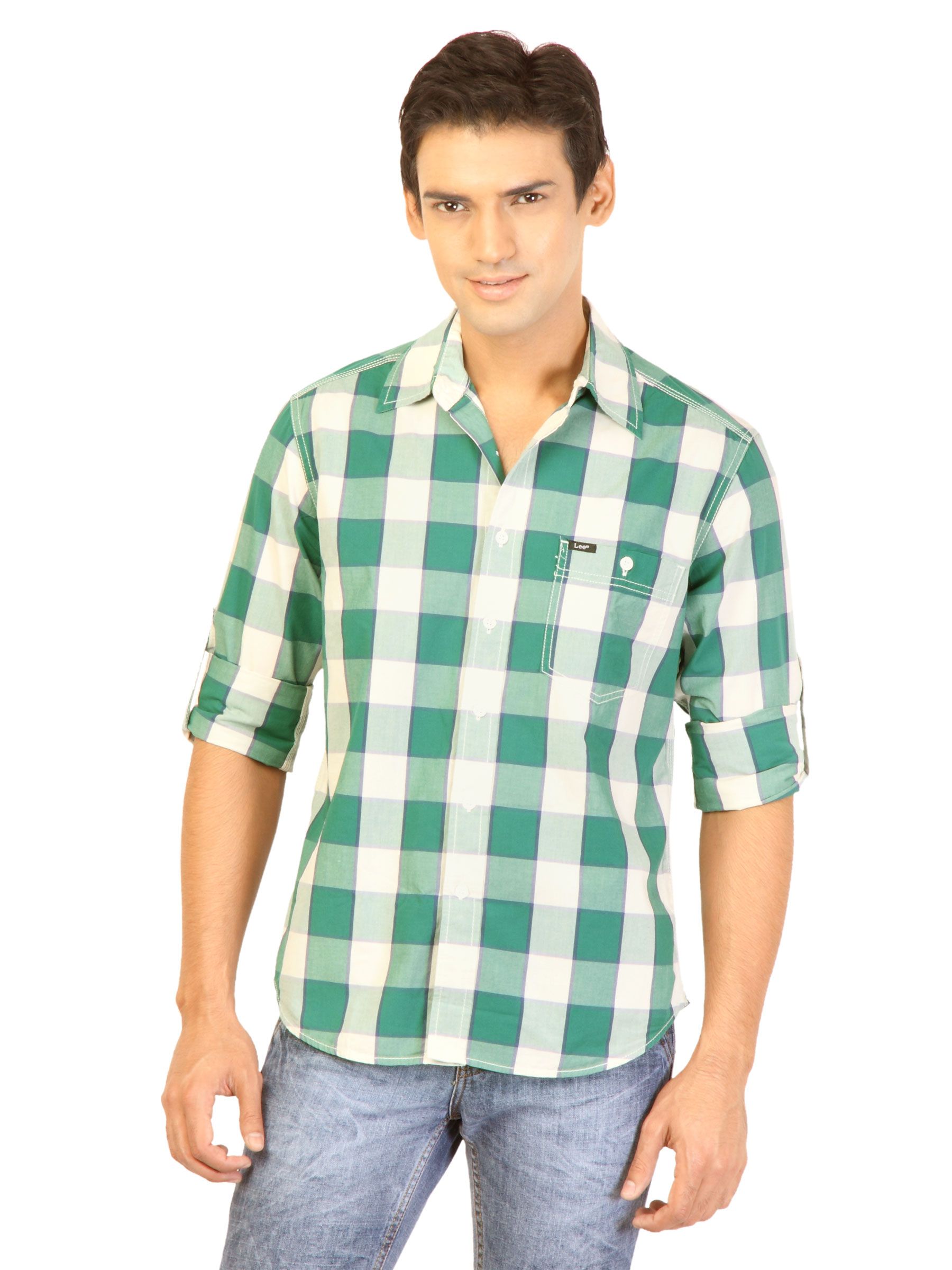 Lee Men Check Green Shirts