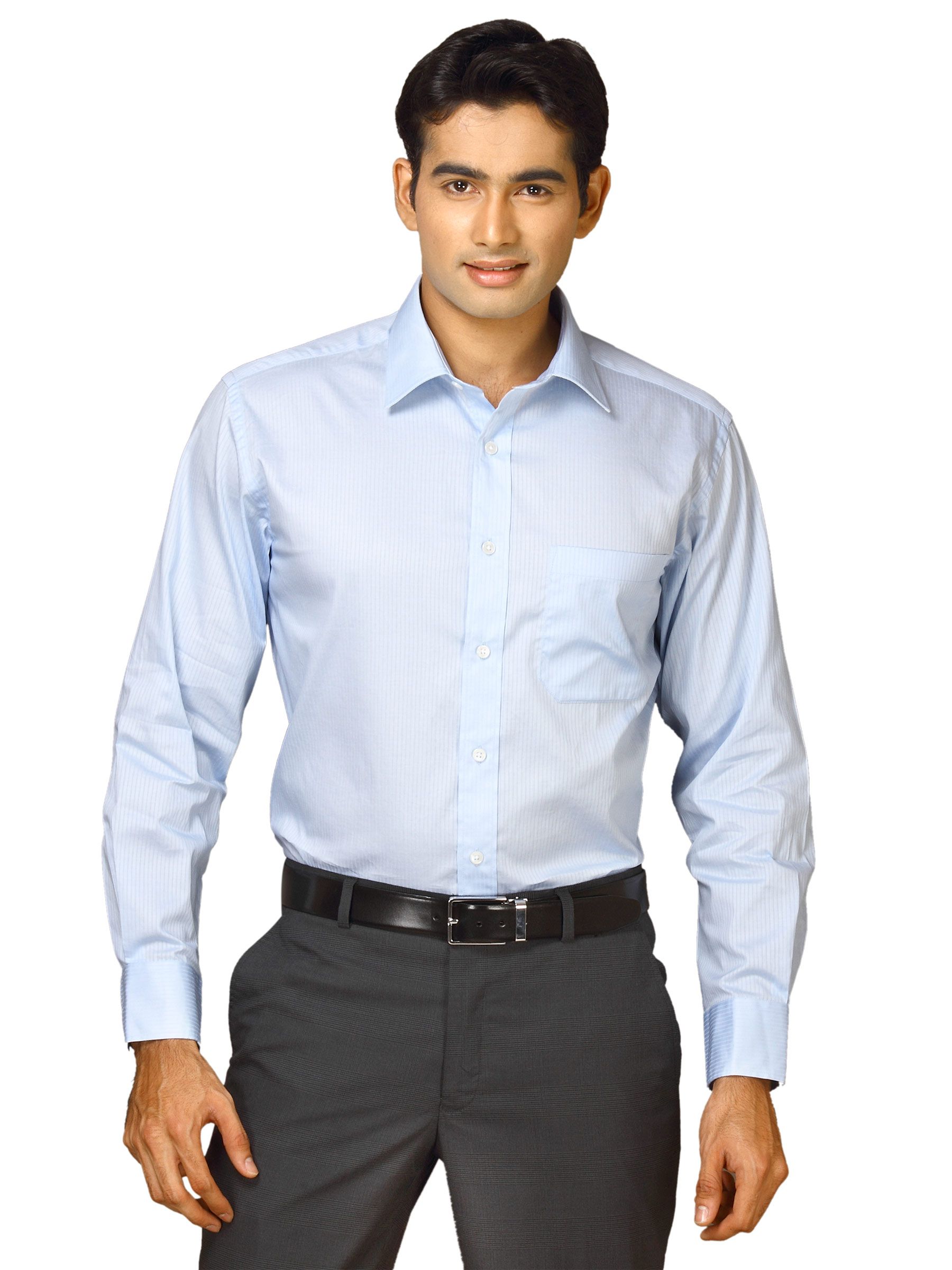 John Miller Men Solid Light Blue Shirt