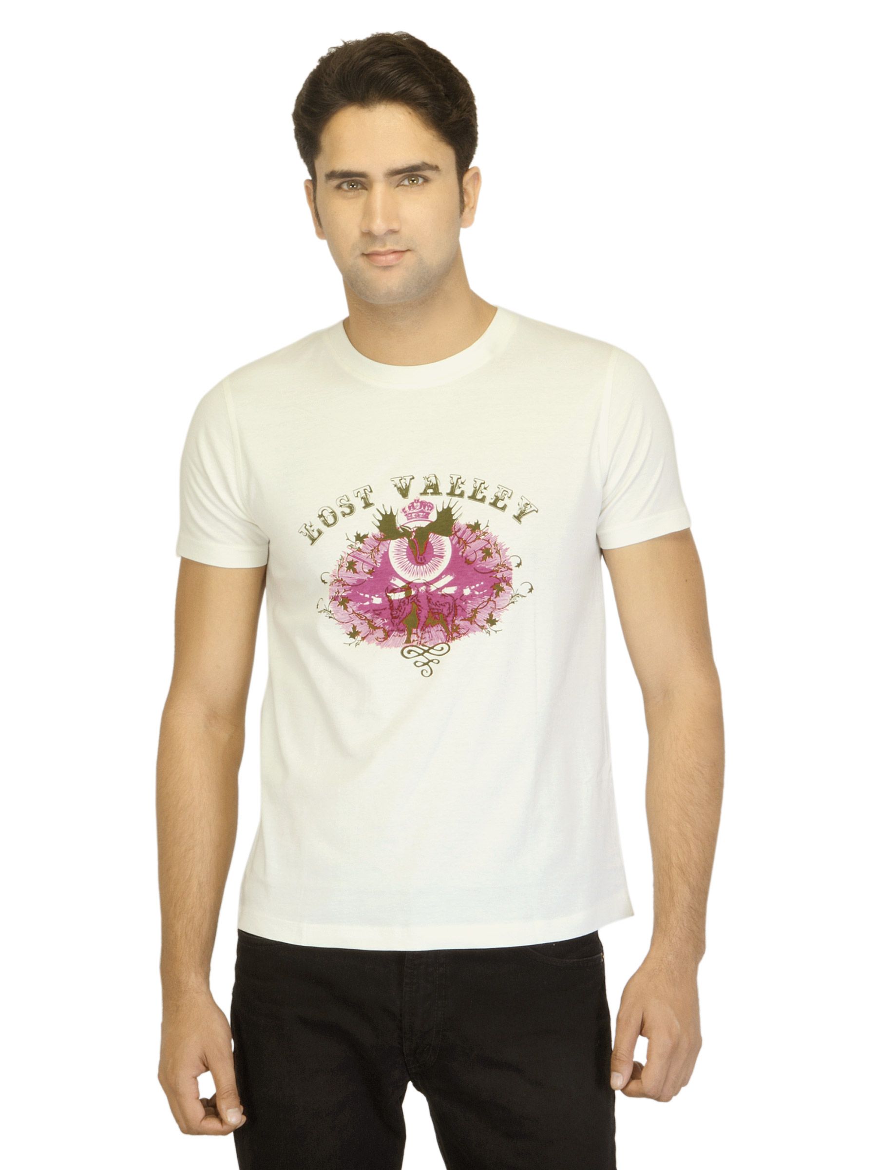 Myntra Men Lost Valley Off White T-shirt