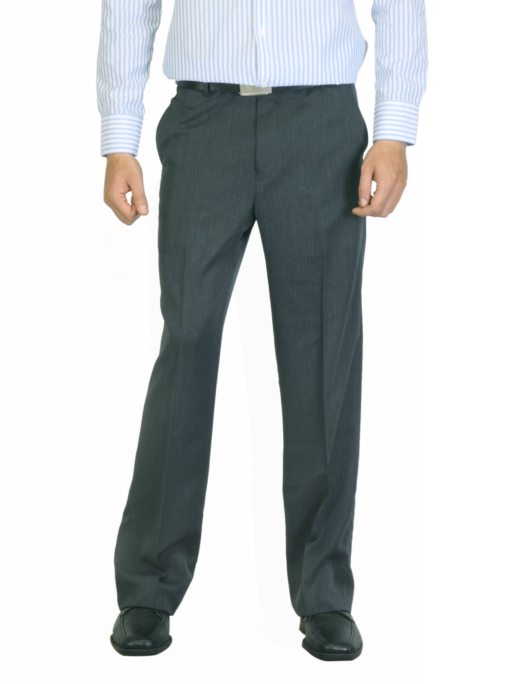 John Miller Men Striped Charcoal Trousers