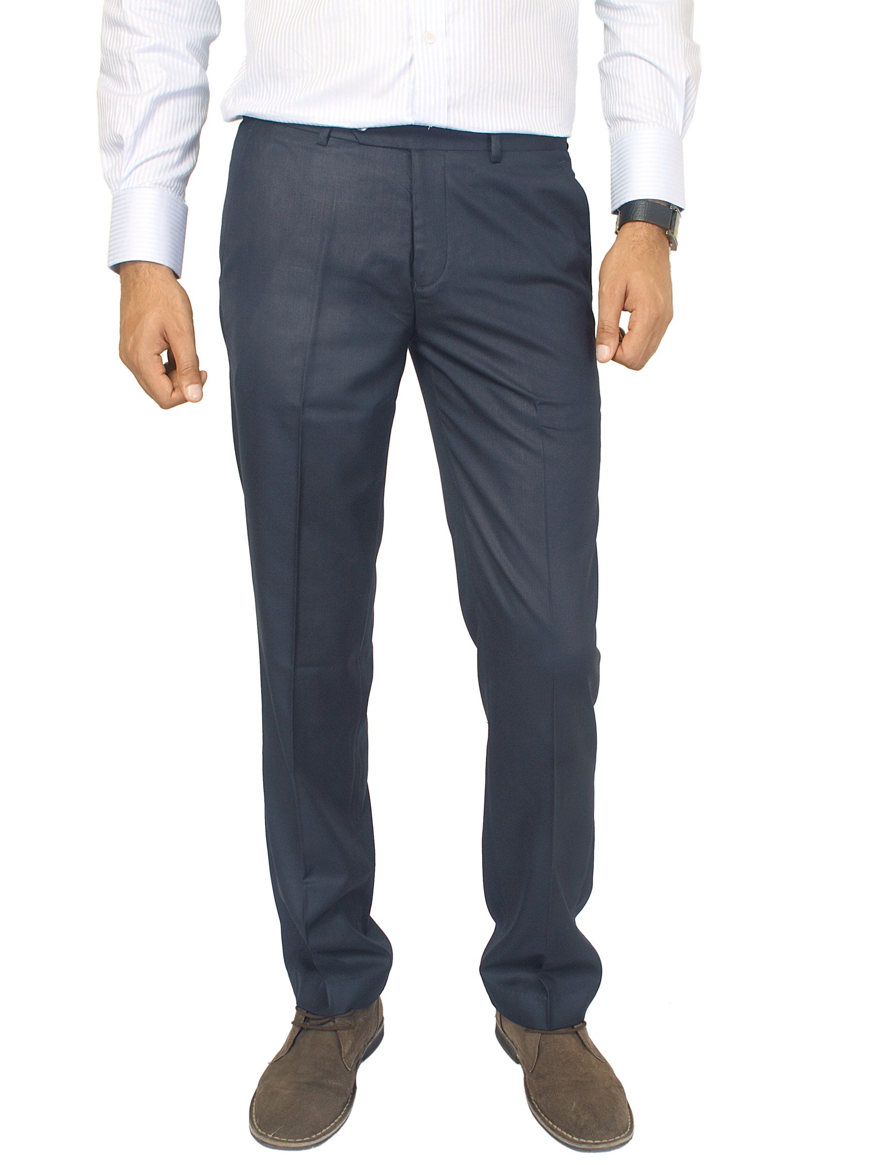 Genesis Men Solid Navy Blue Trousers