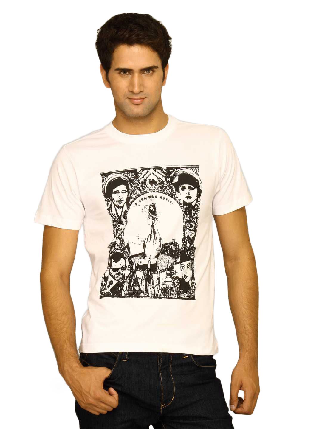 Myntra Men's Poster White T-shirt