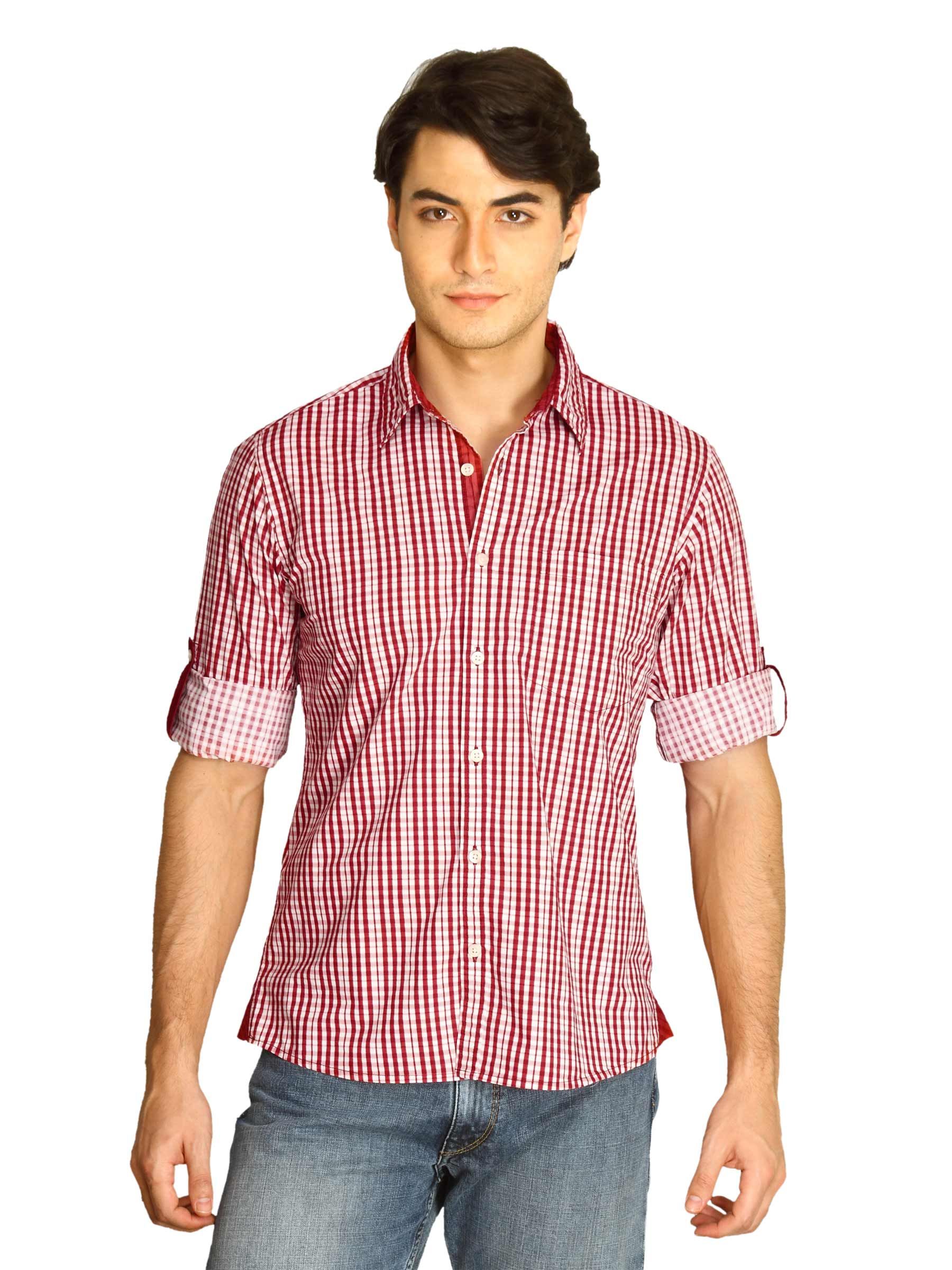Indigo Nation Men Checks Red Shirts