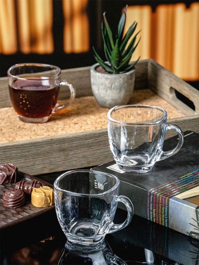 GOODHOMES Transparent Glass Microwave Safe 6 Piece Mugs-150ml
