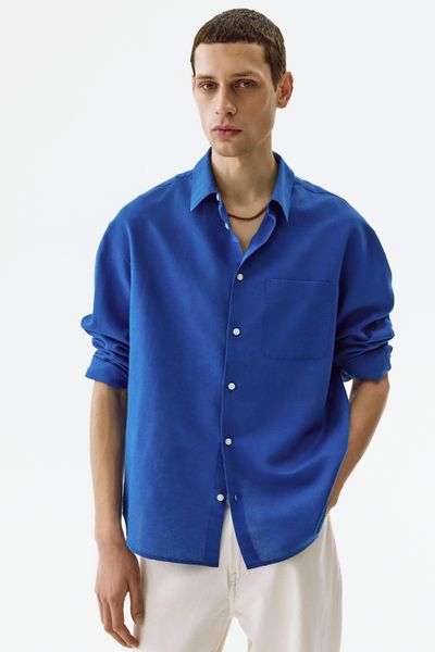 H&M Relaxed Fit Linen-Blend Shirt