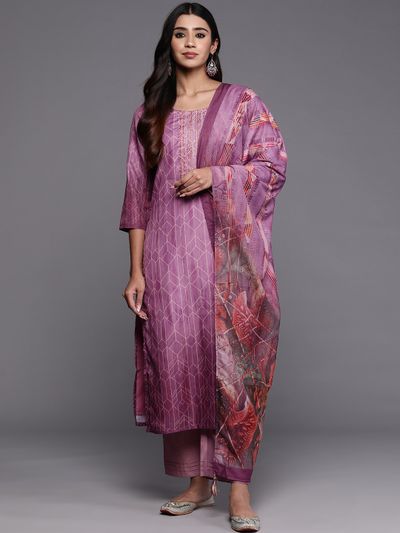 Gerua By Libas Embroidered Regular Thread Work Kurta With Trousers & Dupatta