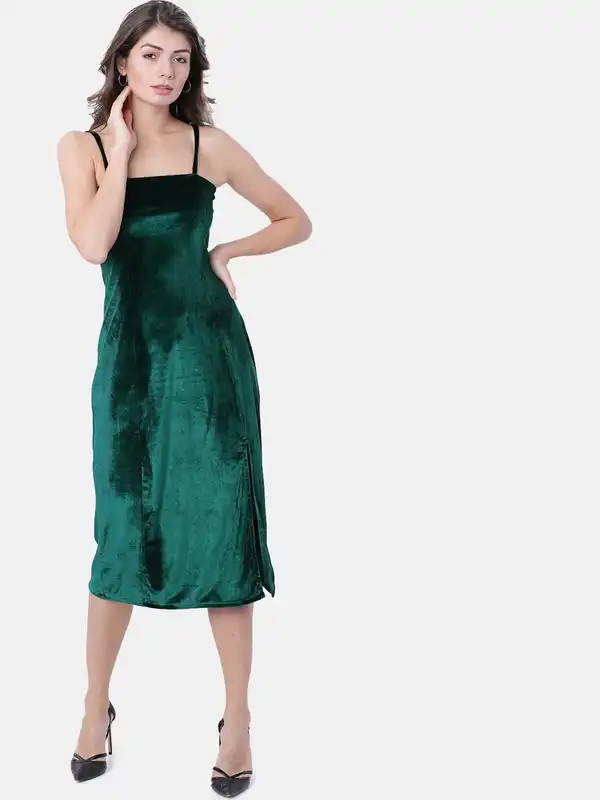 knee length dresses for ladies Luxe Sheen Strapless Ruched Satin Midi Dress