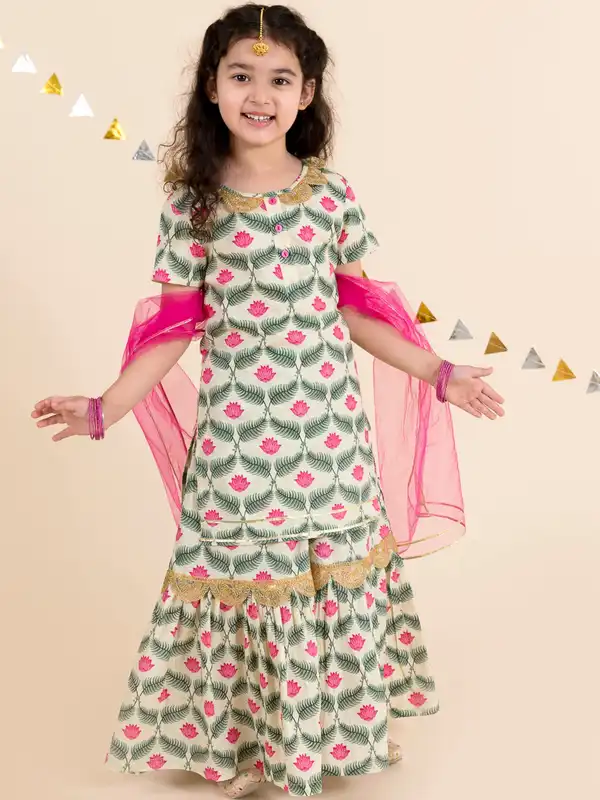 white christmas dresses Magical Magenta Embroidered Silk Kurti with Silk Skirt and Dupatta –  anokherang main image 1